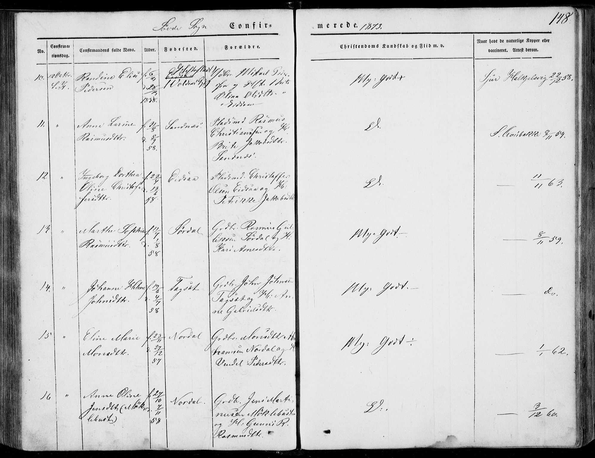 Ministerialprotokoller, klokkerbøker og fødselsregistre - Møre og Romsdal, SAT/A-1454/502/L0023: Ministerialbok nr. 502A01, 1844-1873, s. 148