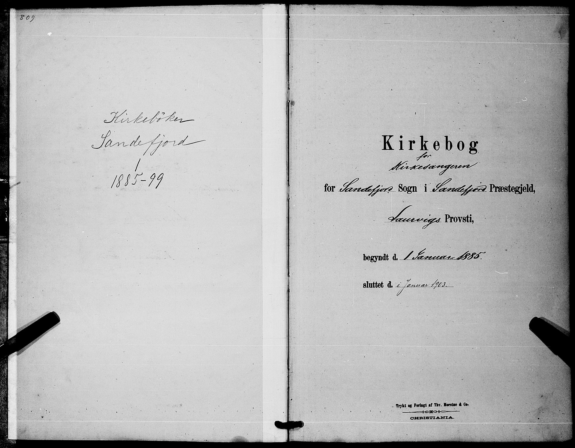 Sandefjord kirkebøker, AV/SAKO-A-315/G/Ga/L0001: Klokkerbok nr. 1, 1885-1903