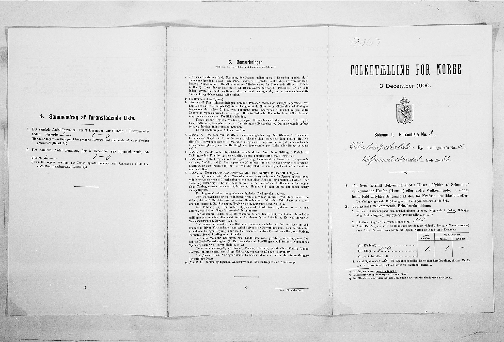 SAO, Folketelling 1900 for 0101 Fredrikshald kjøpstad, 1900