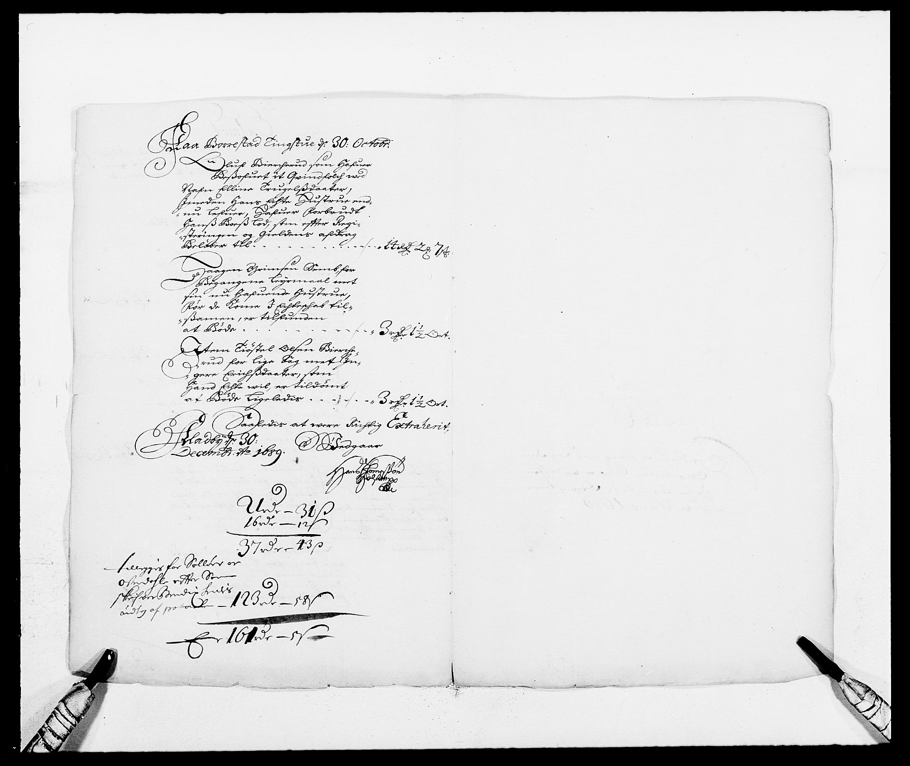 Rentekammeret inntil 1814, Reviderte regnskaper, Fogderegnskap, RA/EA-4092/R13/L0827: Fogderegnskap Solør, Odal og Østerdal, 1689, s. 230