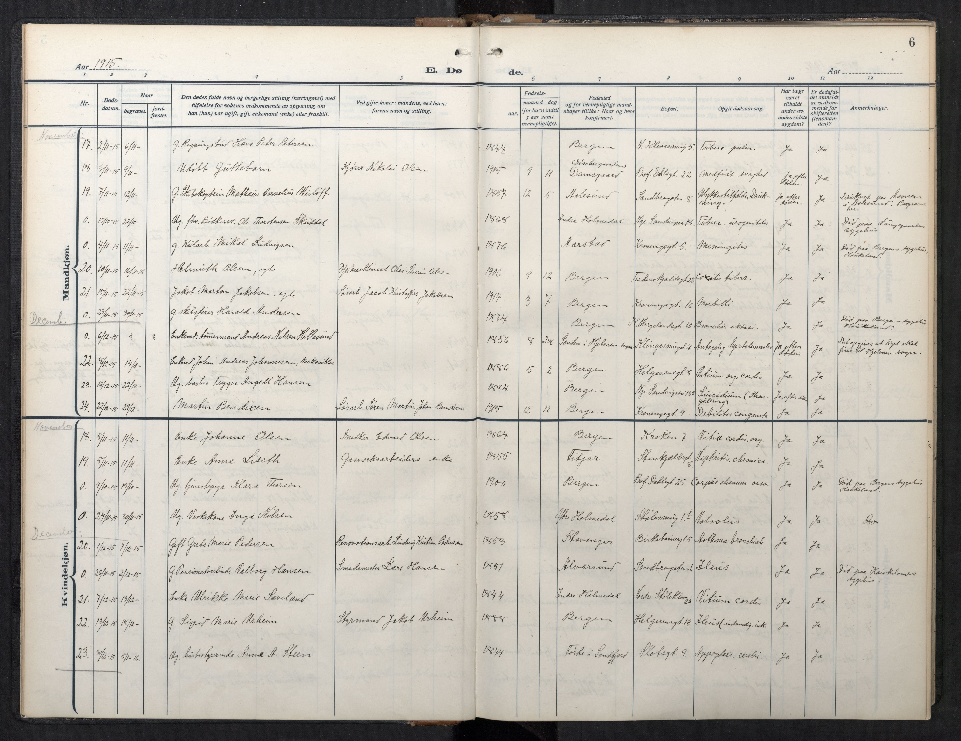 Mariakirken Sokneprestembete, AV/SAB-A-76901/H/Hab/L0013: Klokkerbok nr. A 13, 1914-1953, s. 5b-6a