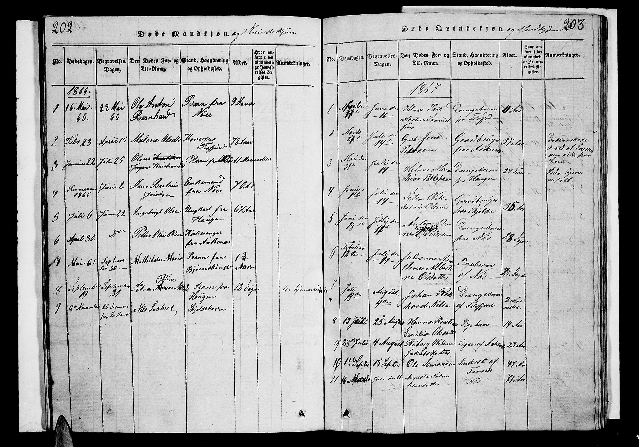 Ministerialprotokoller, klokkerbøker og fødselsregistre - Nordland, AV/SAT-A-1459/899/L1446: Klokkerbok nr. 899C01, 1820-1868, s. 202-203