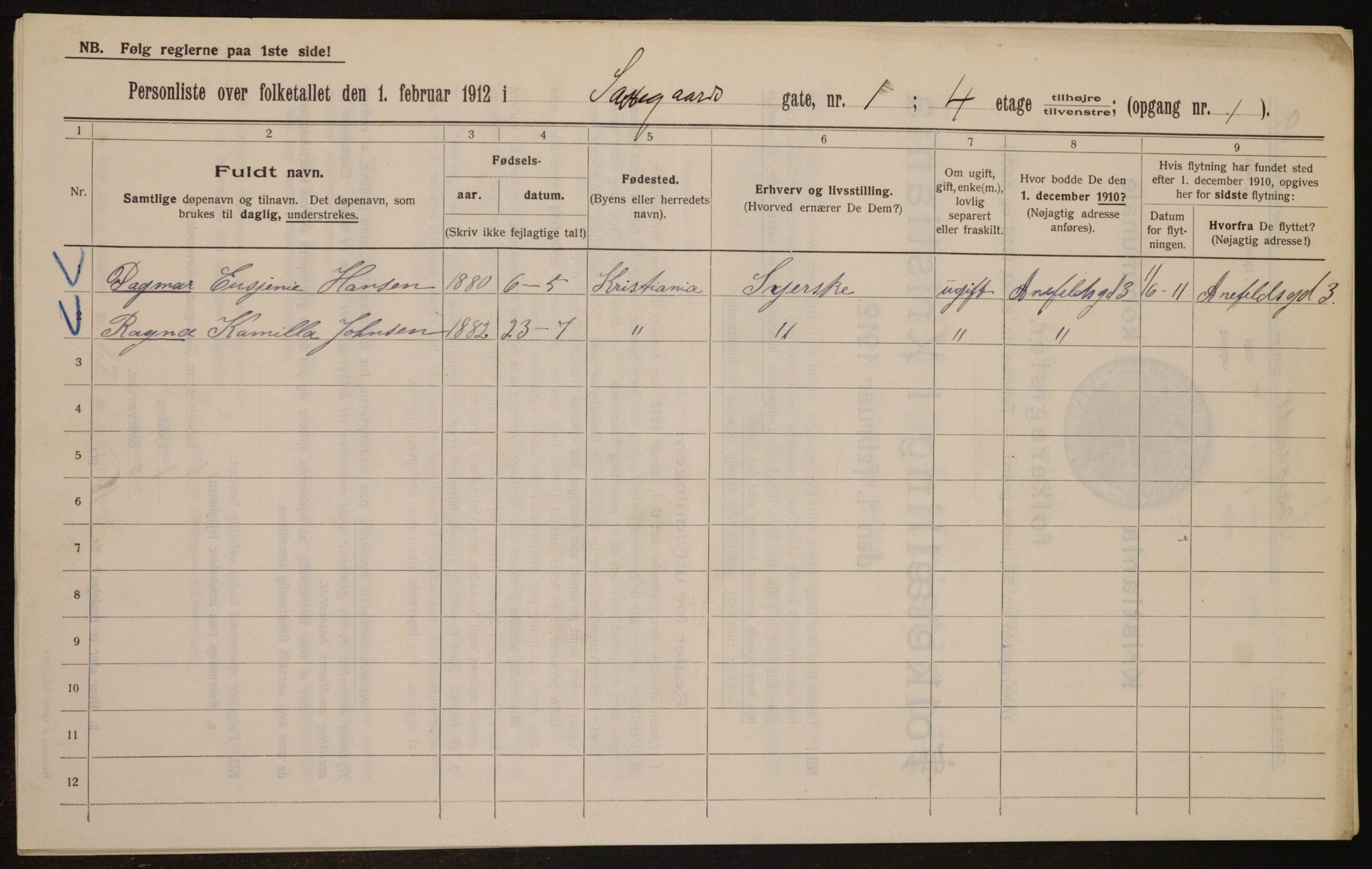 OBA, Kommunal folketelling 1.2.1912 for Kristiania, 1912, s. 89535