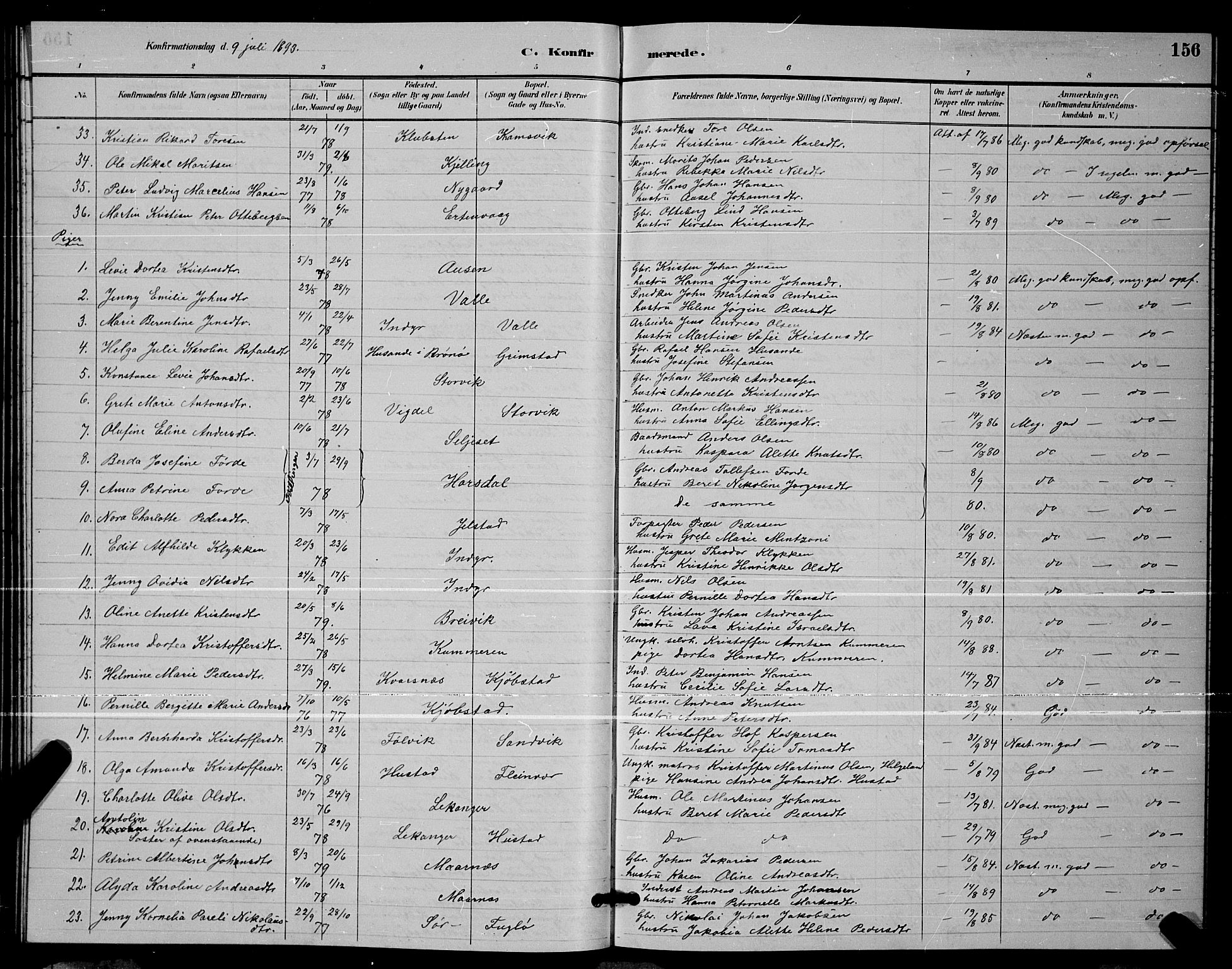 Ministerialprotokoller, klokkerbøker og fødselsregistre - Nordland, AV/SAT-A-1459/805/L0108: Klokkerbok nr. 805C04, 1885-1899, s. 156