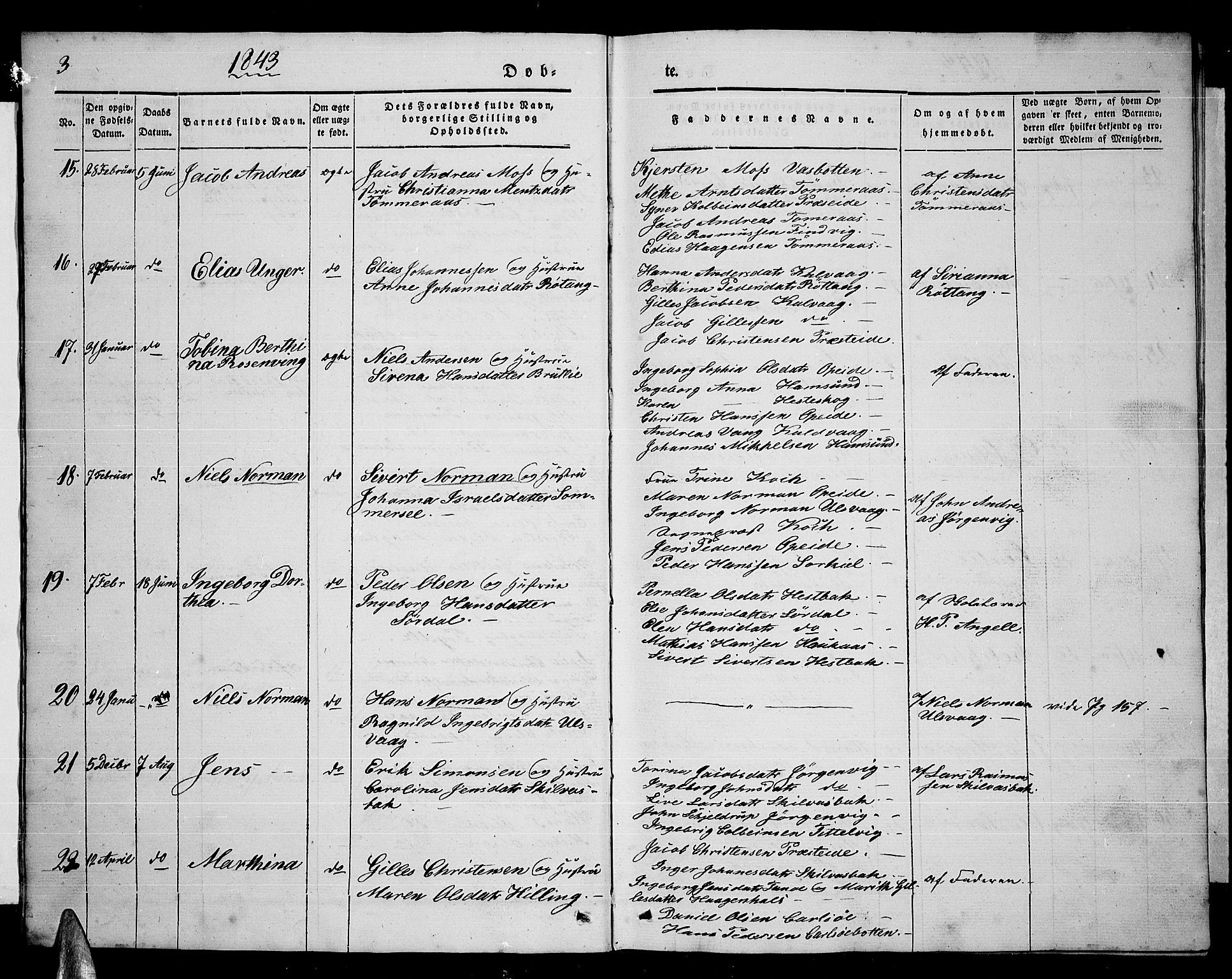 Ministerialprotokoller, klokkerbøker og fødselsregistre - Nordland, AV/SAT-A-1459/859/L0856: Klokkerbok nr. 859C02, 1843-1854, s. 3