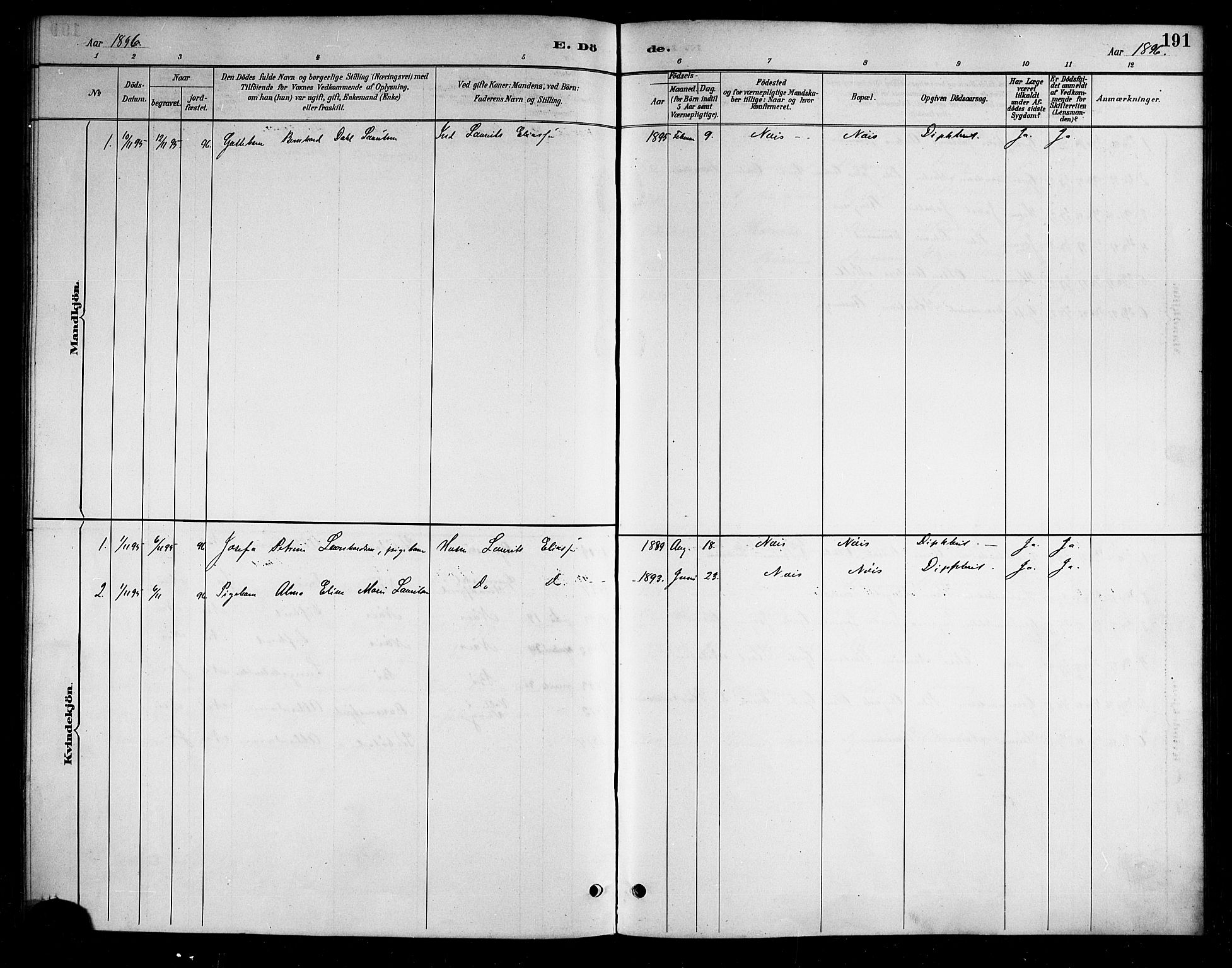 Ministerialprotokoller, klokkerbøker og fødselsregistre - Nordland, AV/SAT-A-1459/898/L1427: Klokkerbok nr. 898C02, 1887-1917, s. 191