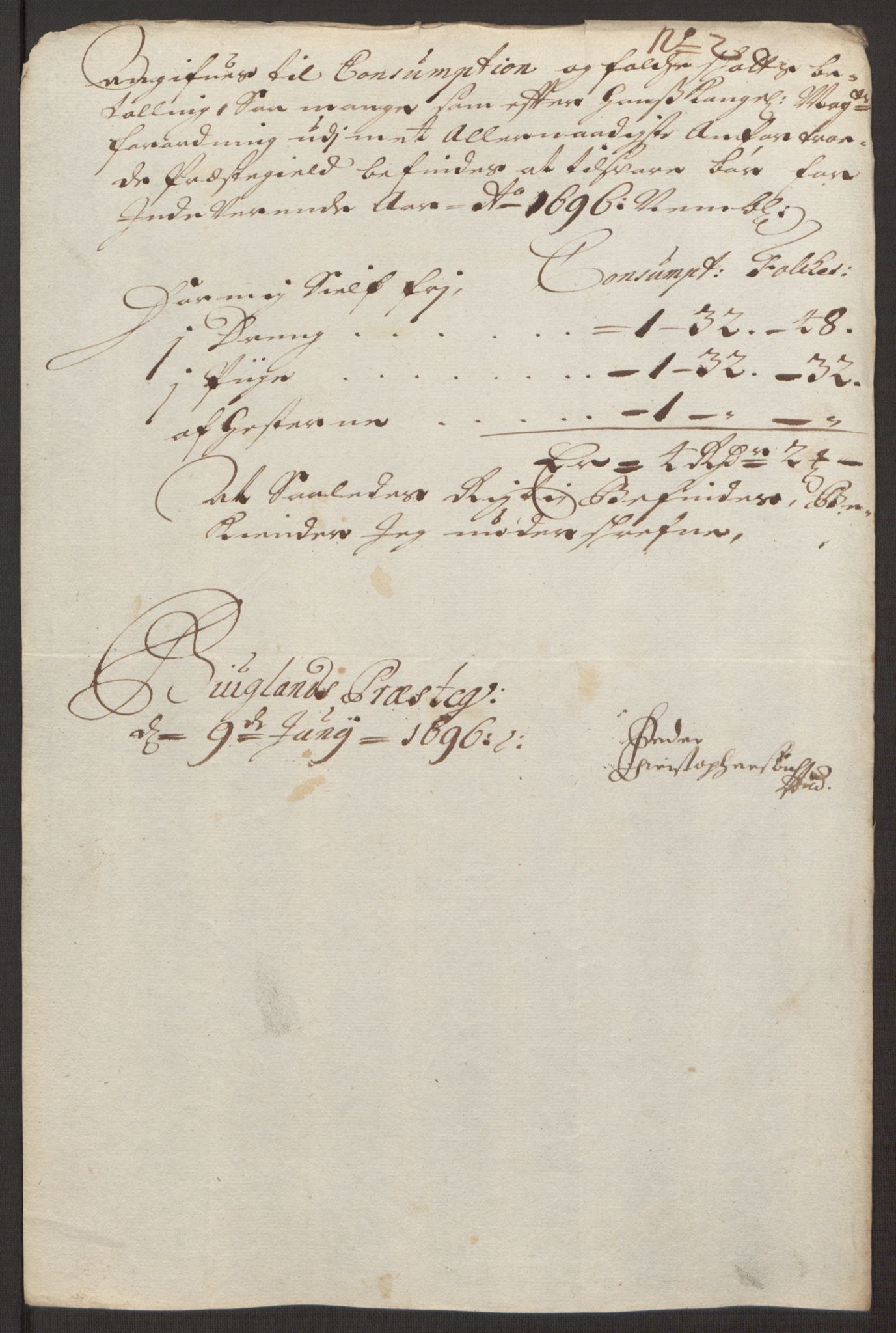 Rentekammeret inntil 1814, Reviderte regnskaper, Fogderegnskap, AV/RA-EA-4092/R40/L2444: Fogderegnskap Råbyggelag, 1693-1696, s. 326