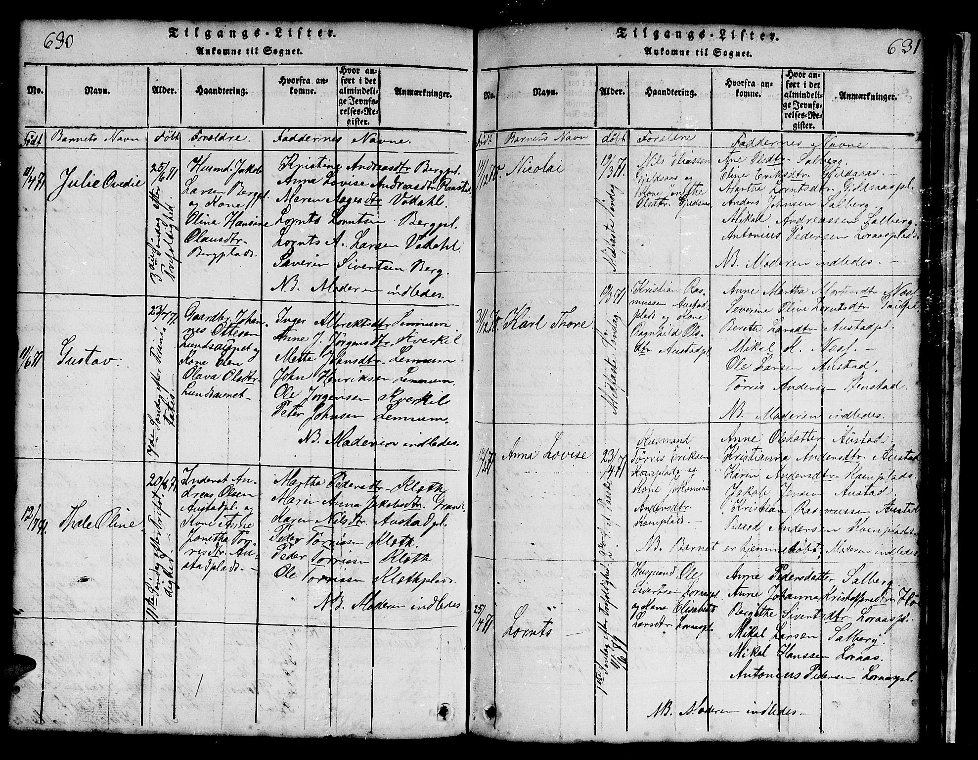 Ministerialprotokoller, klokkerbøker og fødselsregistre - Nord-Trøndelag, SAT/A-1458/731/L0310: Klokkerbok nr. 731C01, 1816-1874, s. 630-631