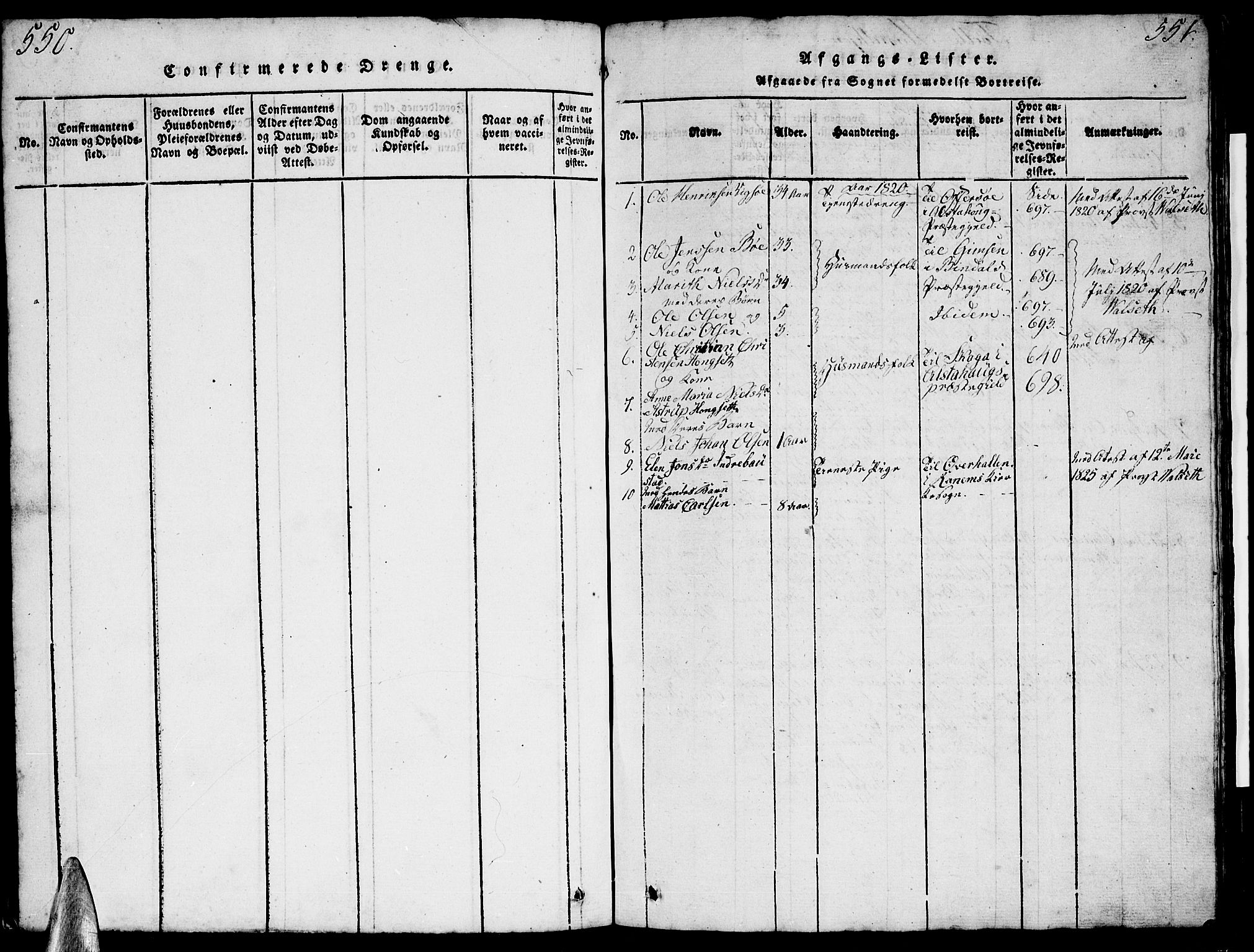 Ministerialprotokoller, klokkerbøker og fødselsregistre - Nordland, AV/SAT-A-1459/812/L0186: Klokkerbok nr. 812C04, 1820-1849, s. 550-551