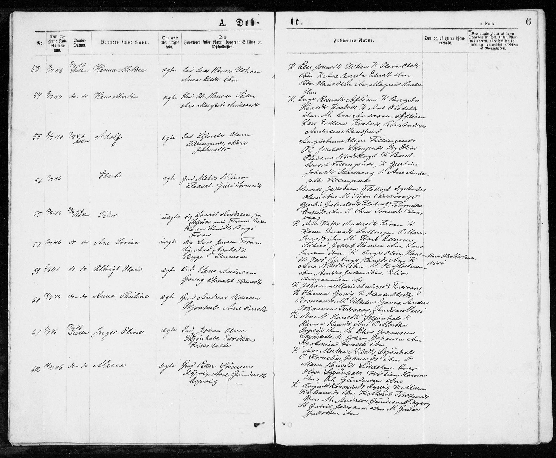 Ministerialprotokoller, klokkerbøker og fødselsregistre - Sør-Trøndelag, SAT/A-1456/640/L0576: Ministerialbok nr. 640A01, 1846-1876, s. 6