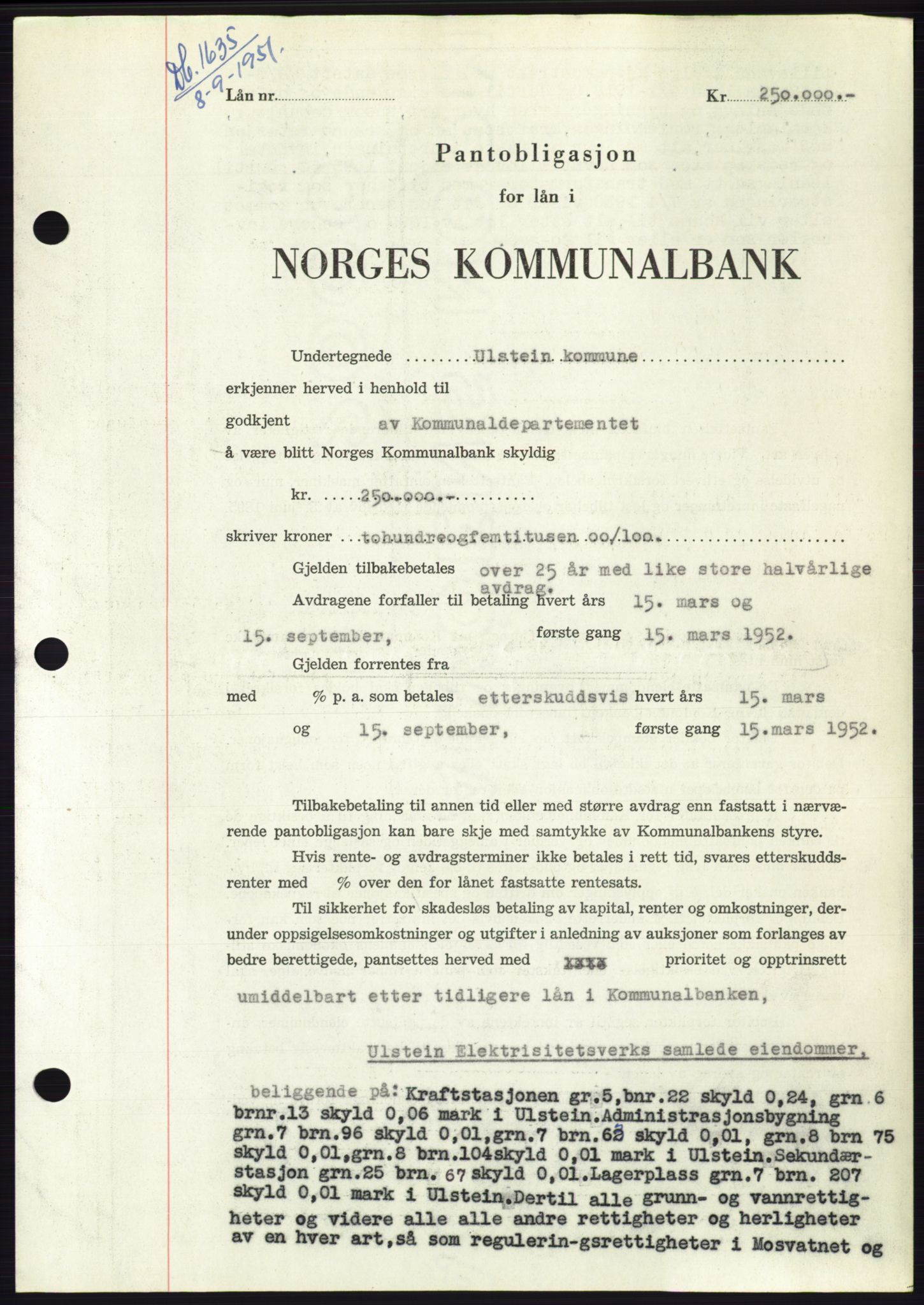 Søre Sunnmøre sorenskriveri, SAT/A-4122/1/2/2C/L0120: Pantebok nr. 8B, 1951-1951, Dagboknr: 1635/1951