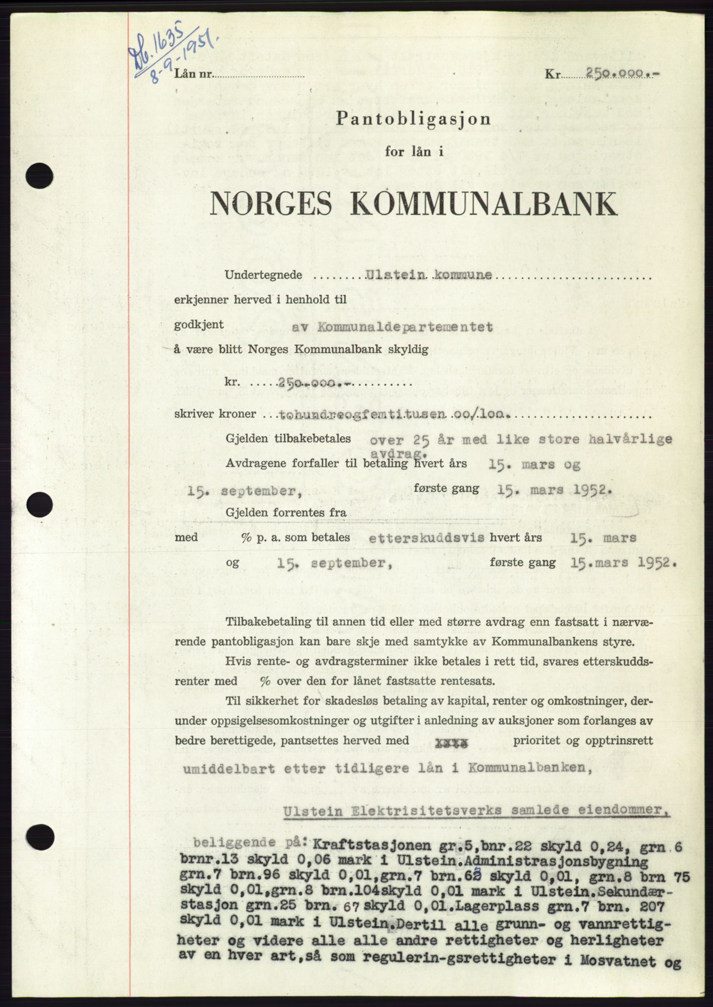 Søre Sunnmøre sorenskriveri, AV/SAT-A-4122/1/2/2C/L0120: Pantebok nr. 8B, 1951-1951, Dagboknr: 1635/1951