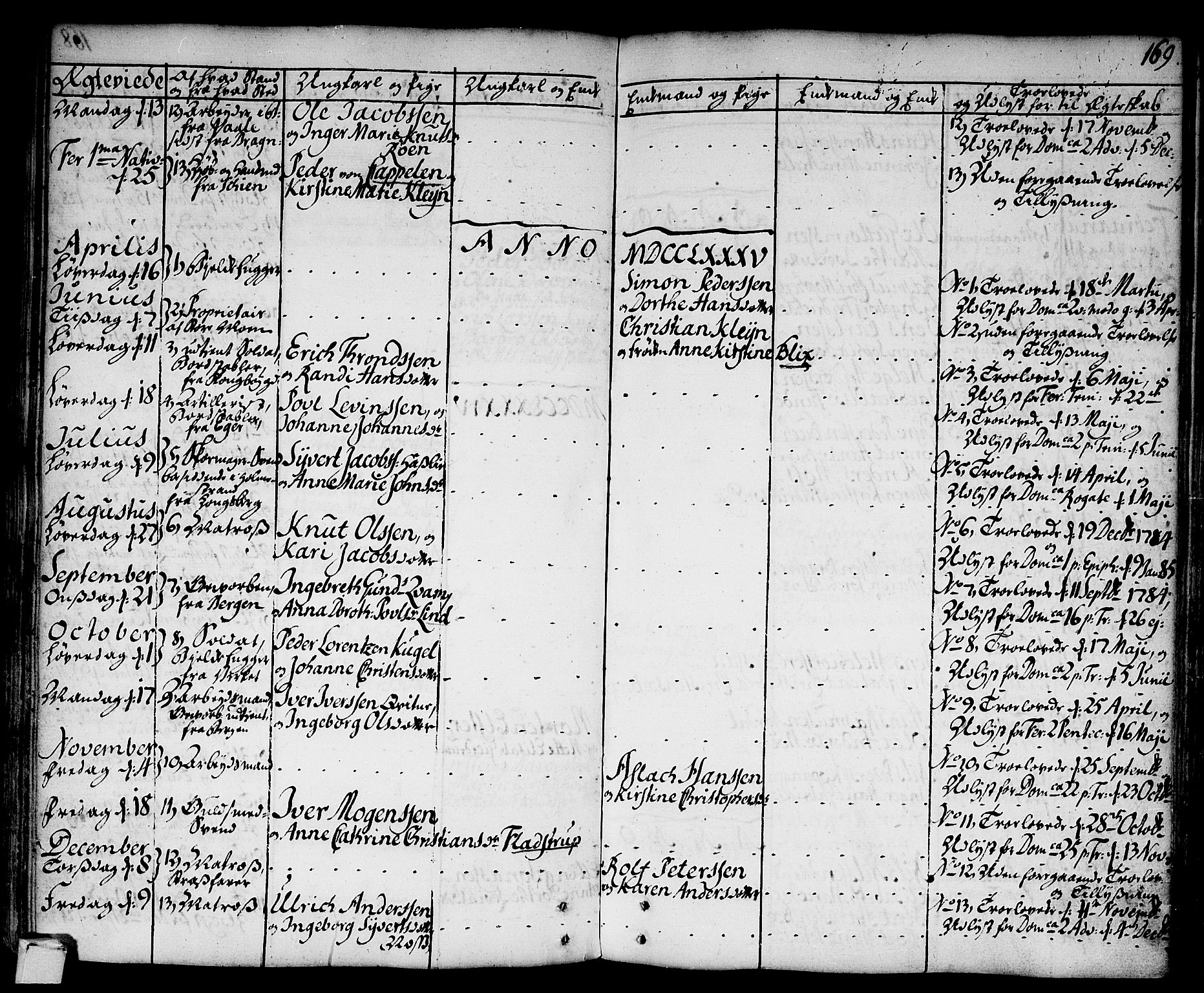 Strømsø kirkebøker, AV/SAKO-A-246/F/Fa/L0009: Ministerialbok nr. I 9, 1752-1791, s. 169