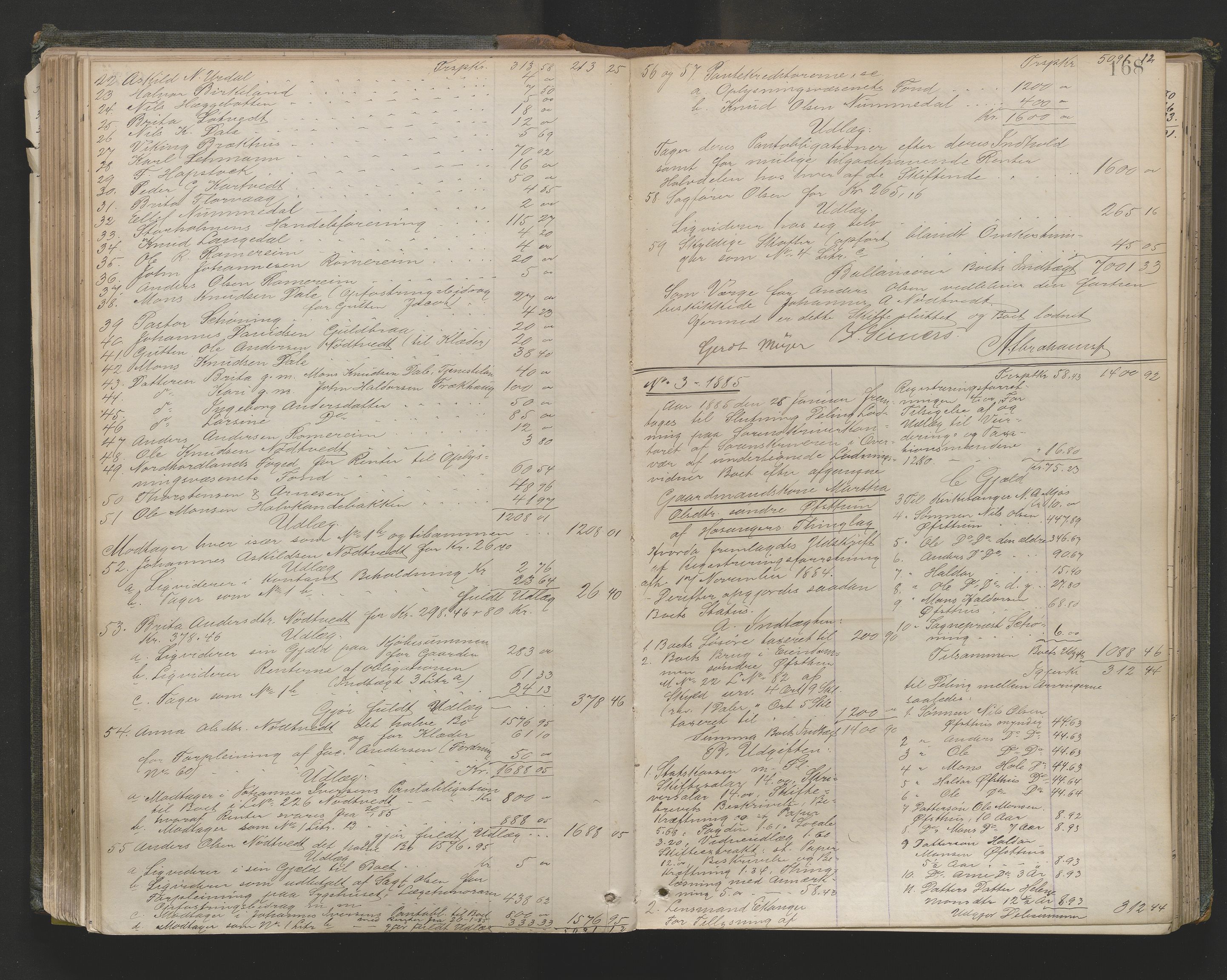 Nordhordland sorenskrivar, AV/SAB-A-2901/1/H/Hd/Hda/L0010: Skifteutlodningsprotokollar, 1881-1889, s. 168