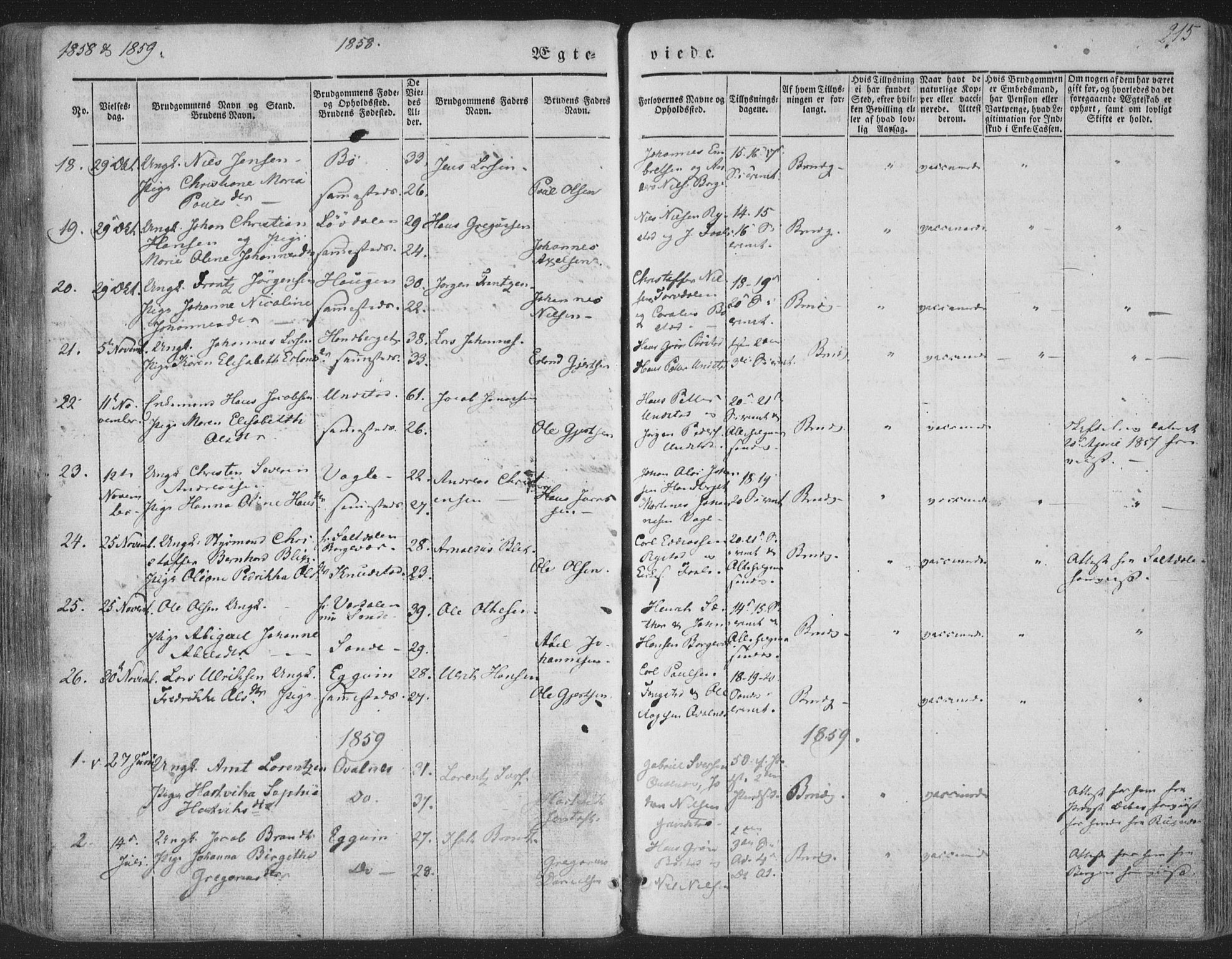 Ministerialprotokoller, klokkerbøker og fødselsregistre - Nordland, AV/SAT-A-1459/880/L1131: Ministerialbok nr. 880A05, 1844-1868, s. 215