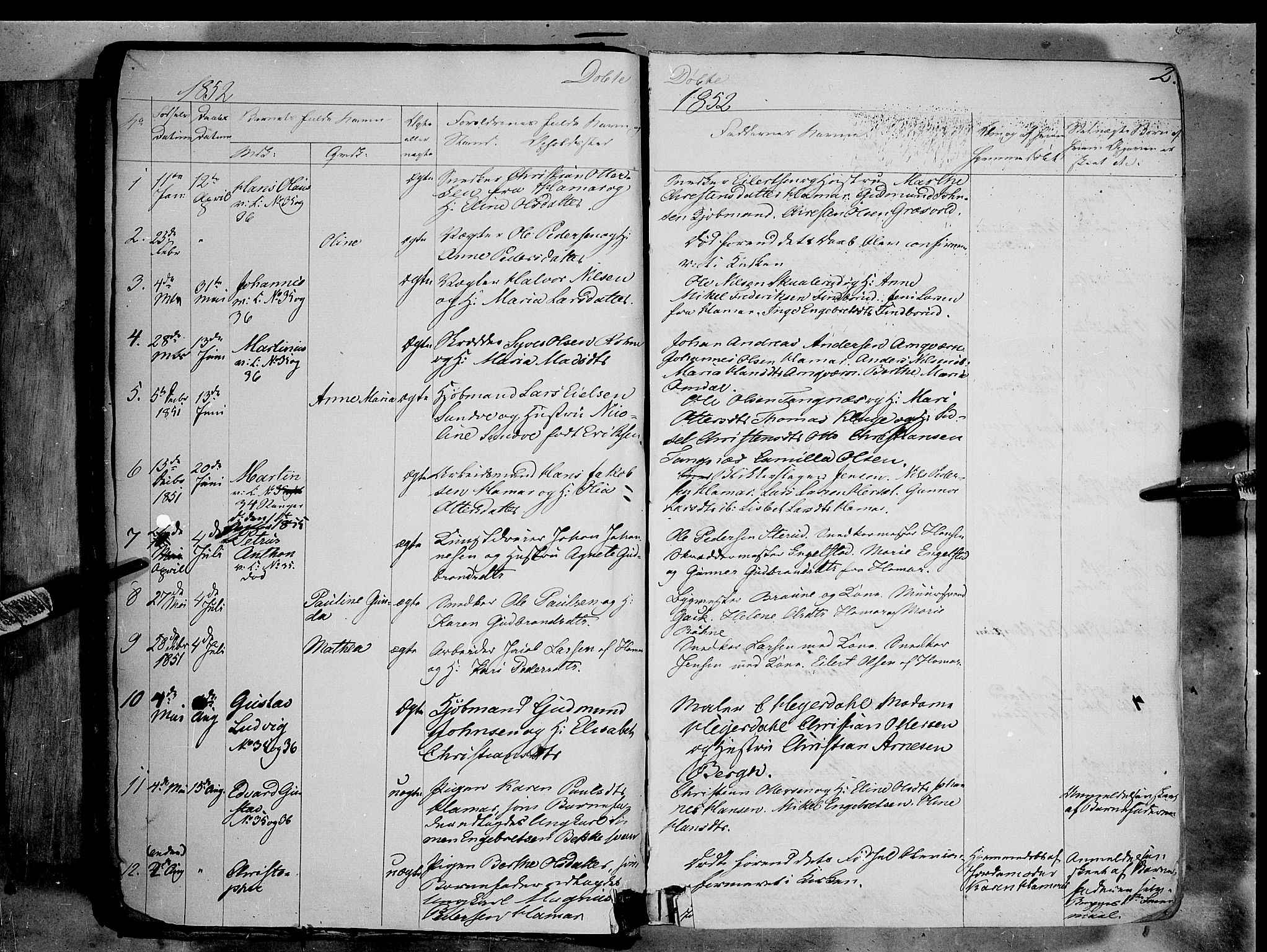 Vang prestekontor, Hedmark, AV/SAH-PREST-008/H/Ha/Haa/L0011: Ministerialbok nr. 11, 1852-1877, s. 2