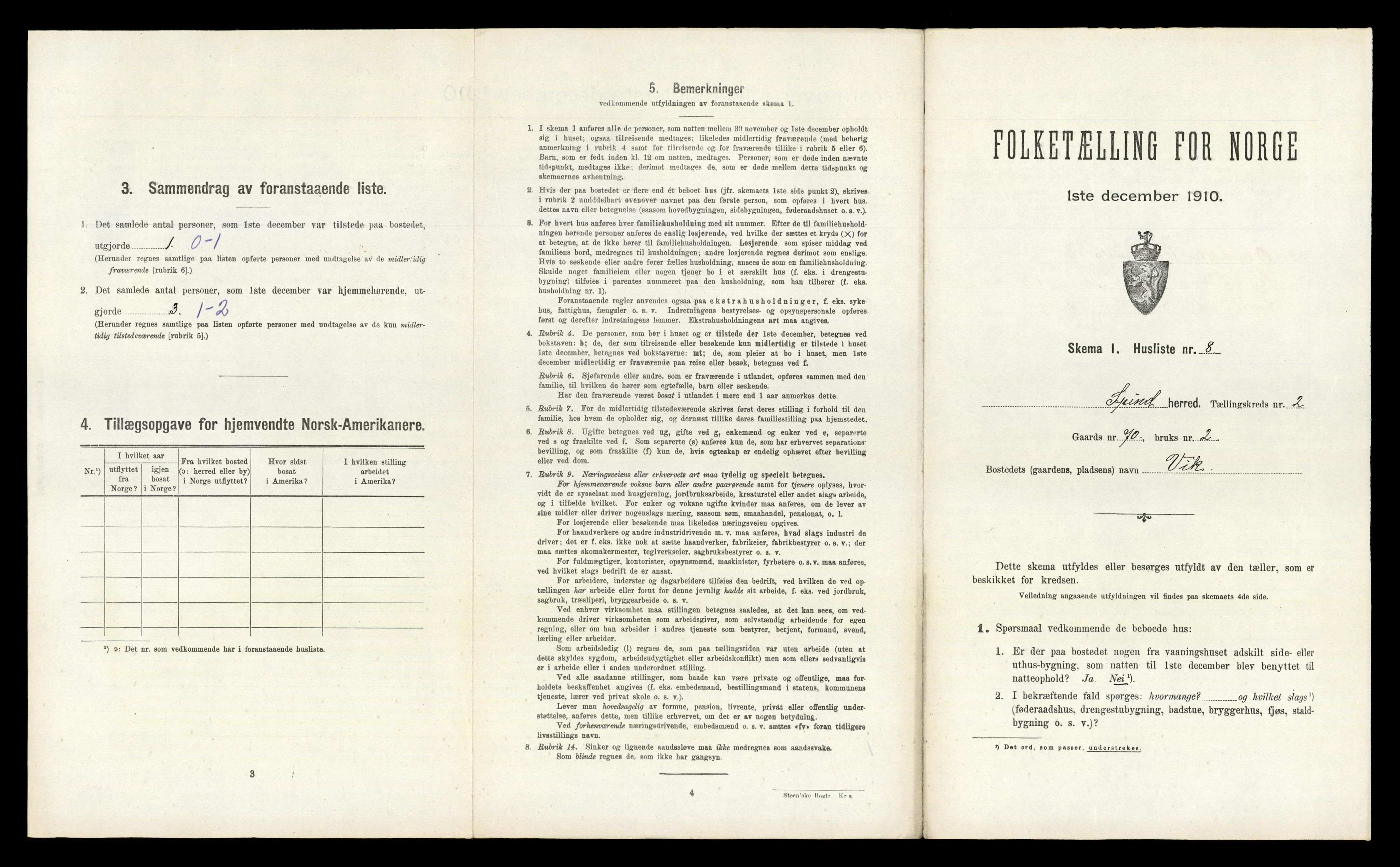 RA, Folketelling 1910 for 1040 Spind herred, 1910, s. 174
