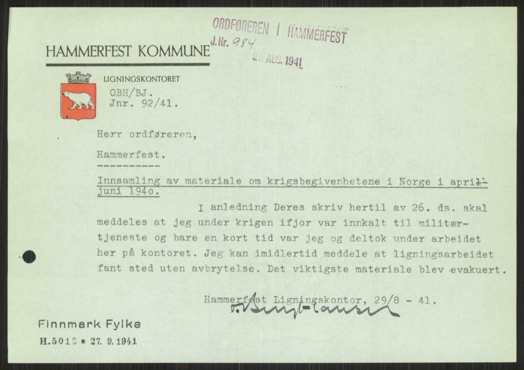 Forsvaret, Forsvarets krigshistoriske avdeling, AV/RA-RAFA-2017/Y/Ya/L0017: II-C-11-31 - Fylkesmenn.  Rapporter om krigsbegivenhetene 1940., 1940, s. 708