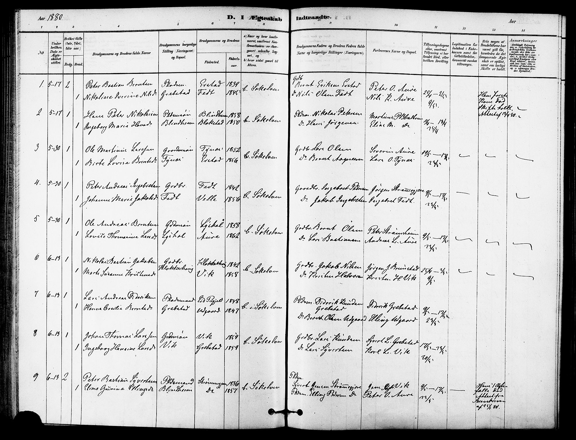 Ministerialprotokoller, klokkerbøker og fødselsregistre - Møre og Romsdal, AV/SAT-A-1454/523/L0334: Ministerialbok nr. 523A01, 1878-1891