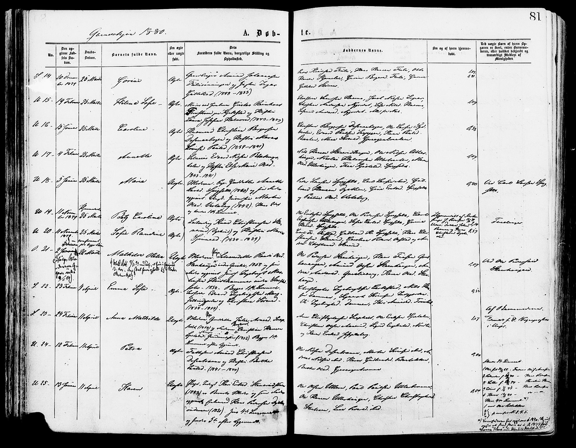 Sør-Odal prestekontor, AV/SAH-PREST-030/H/Ha/Haa/L0005: Ministerialbok nr. 5, 1876-1885, s. 81