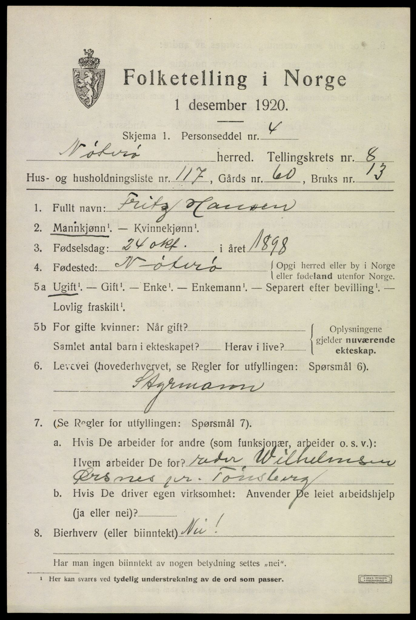 SAKO, Folketelling 1920 for 0722 Nøtterøy herred, 1920, s. 11487