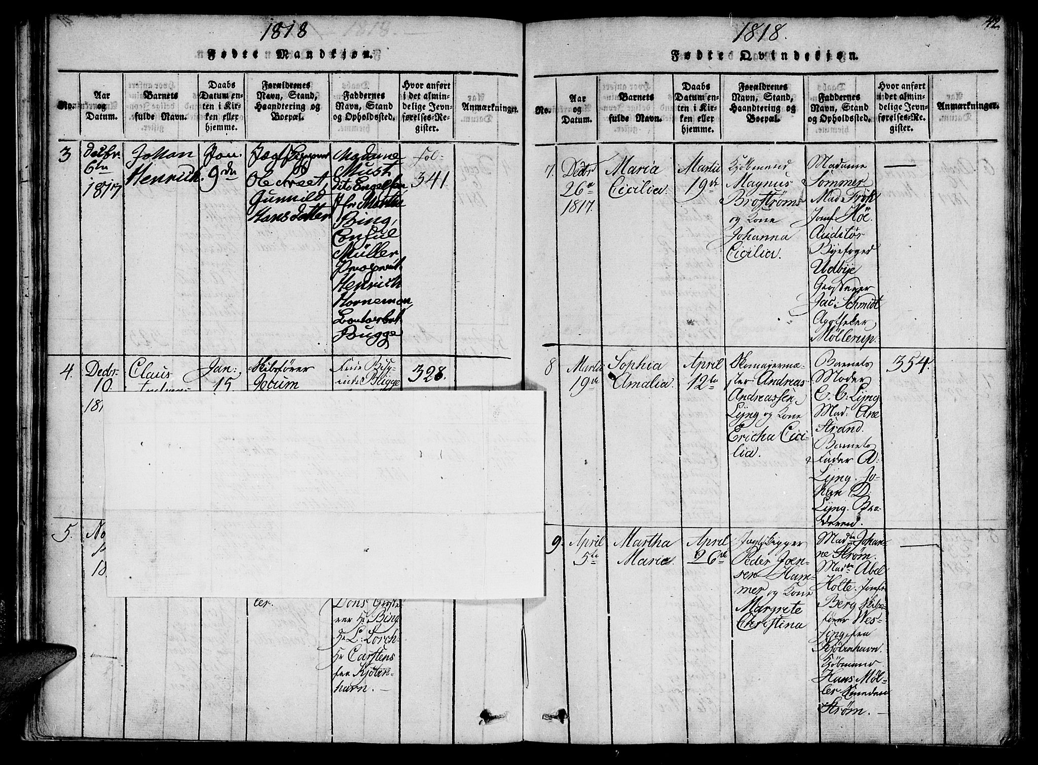 Ministerialprotokoller, klokkerbøker og fødselsregistre - Sør-Trøndelag, AV/SAT-A-1456/602/L0107: Ministerialbok nr. 602A05, 1815-1821, s. 42