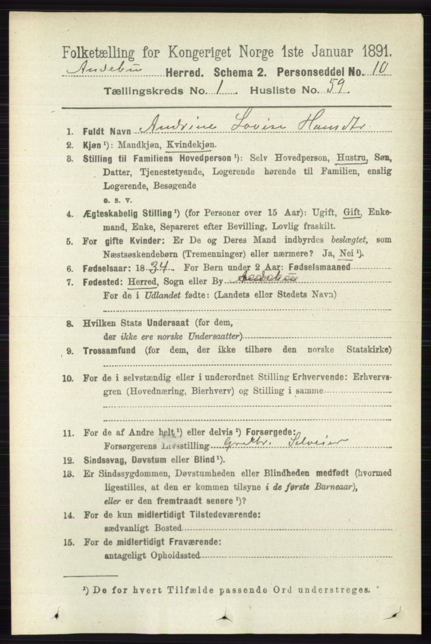 RA, Folketelling 1891 for 0719 Andebu herred, 1891, s. 482
