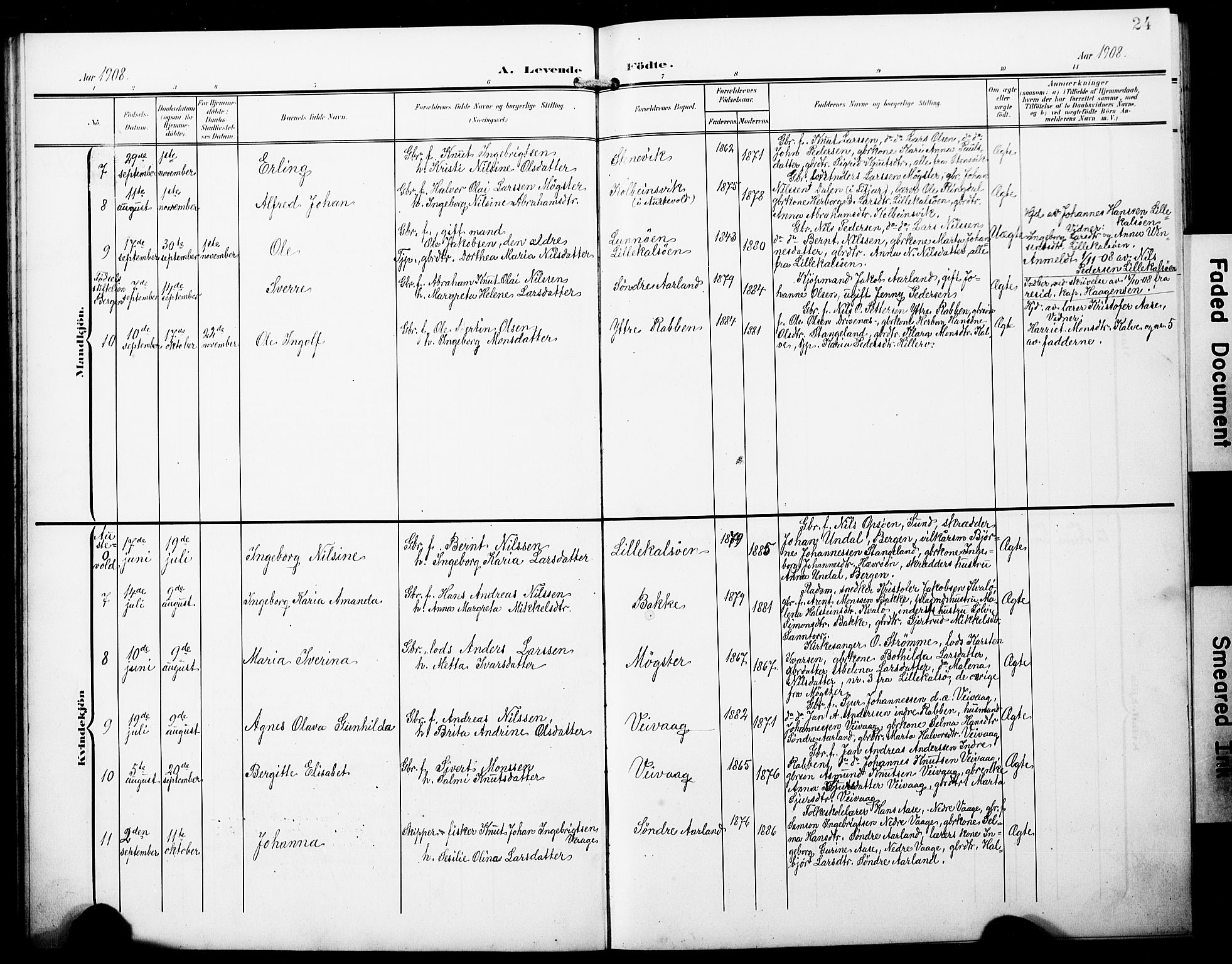 Austevoll sokneprestembete, AV/SAB-A-74201/H/Ha/Hab/Habb/L0005: Klokkerbok nr. B 5, 1902-1910, s. 24