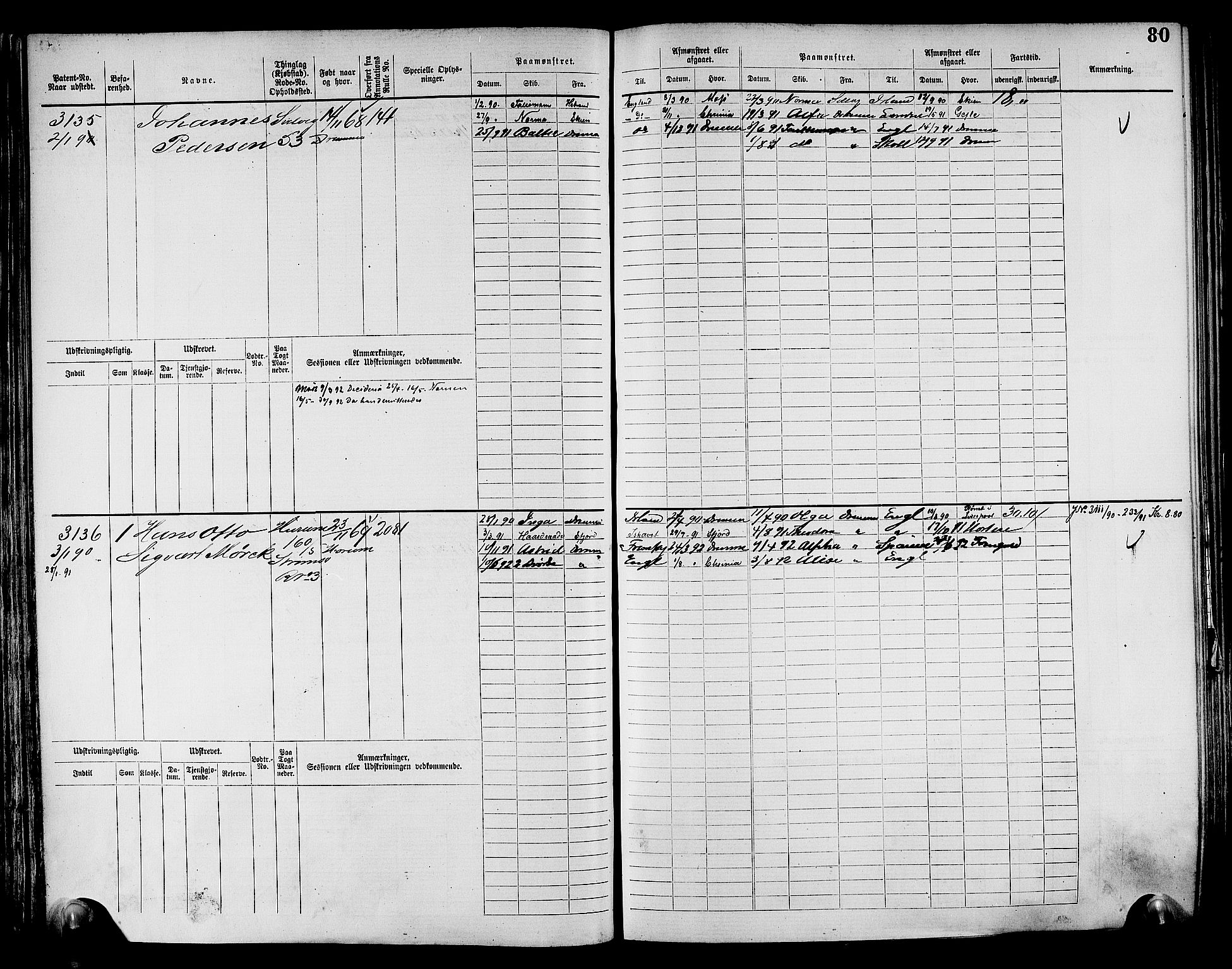 Drammen innrulleringsdistrikt, AV/SAKO-A-781/F/Fc/L0004: Hovedrulle, 1885, s. 84