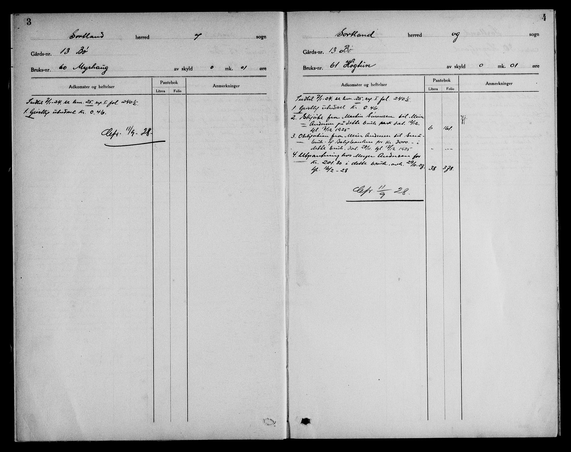 Vesterålen sorenskriveri, SAT/A-4180/1/2/2A/L0039: Panteregister nr. 39, 1924-1928, s. 3-4