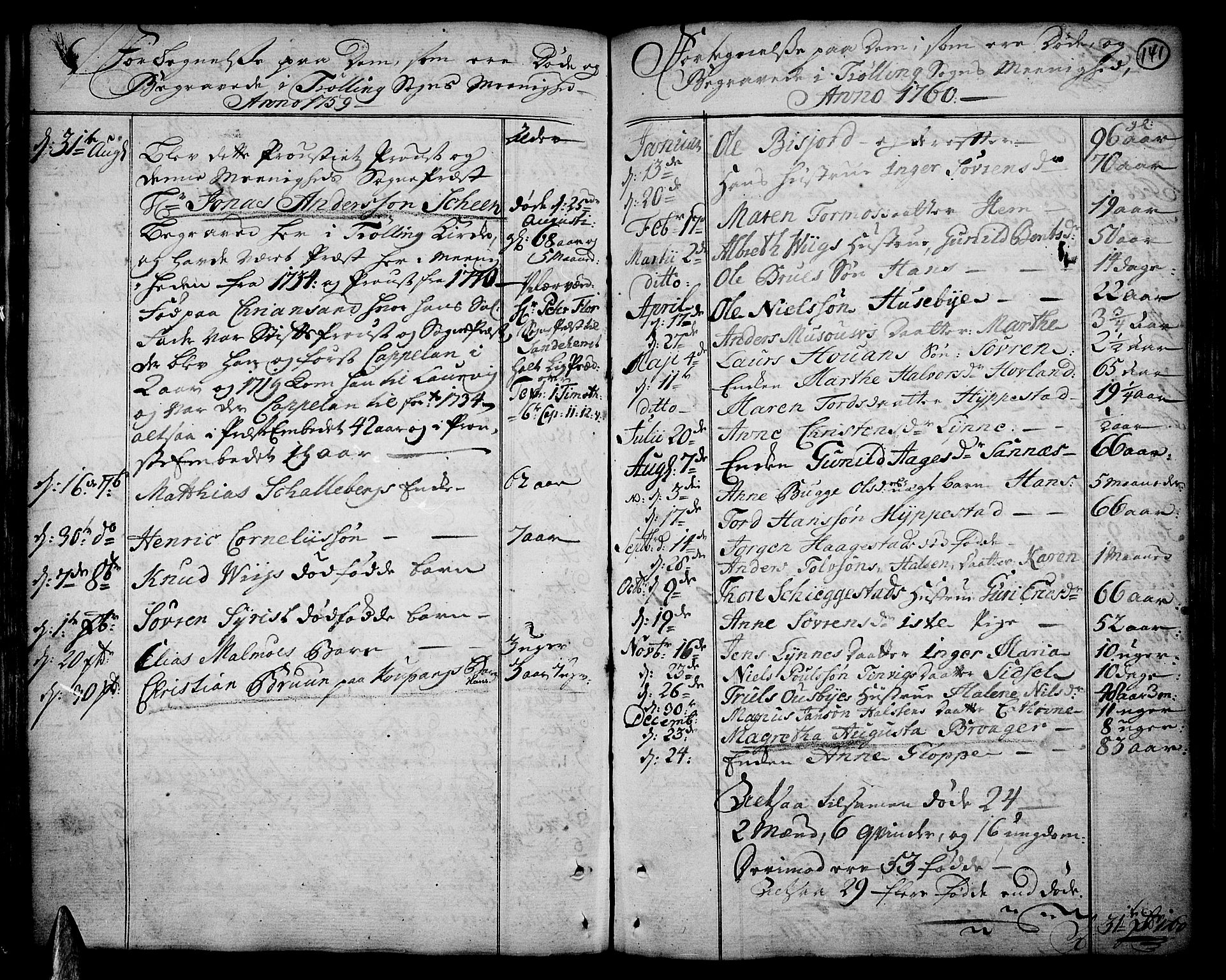 Tjølling kirkebøker, SAKO/A-60/F/Fa/L0003: Ministerialbok nr. 3, 1735-1778, s. 141