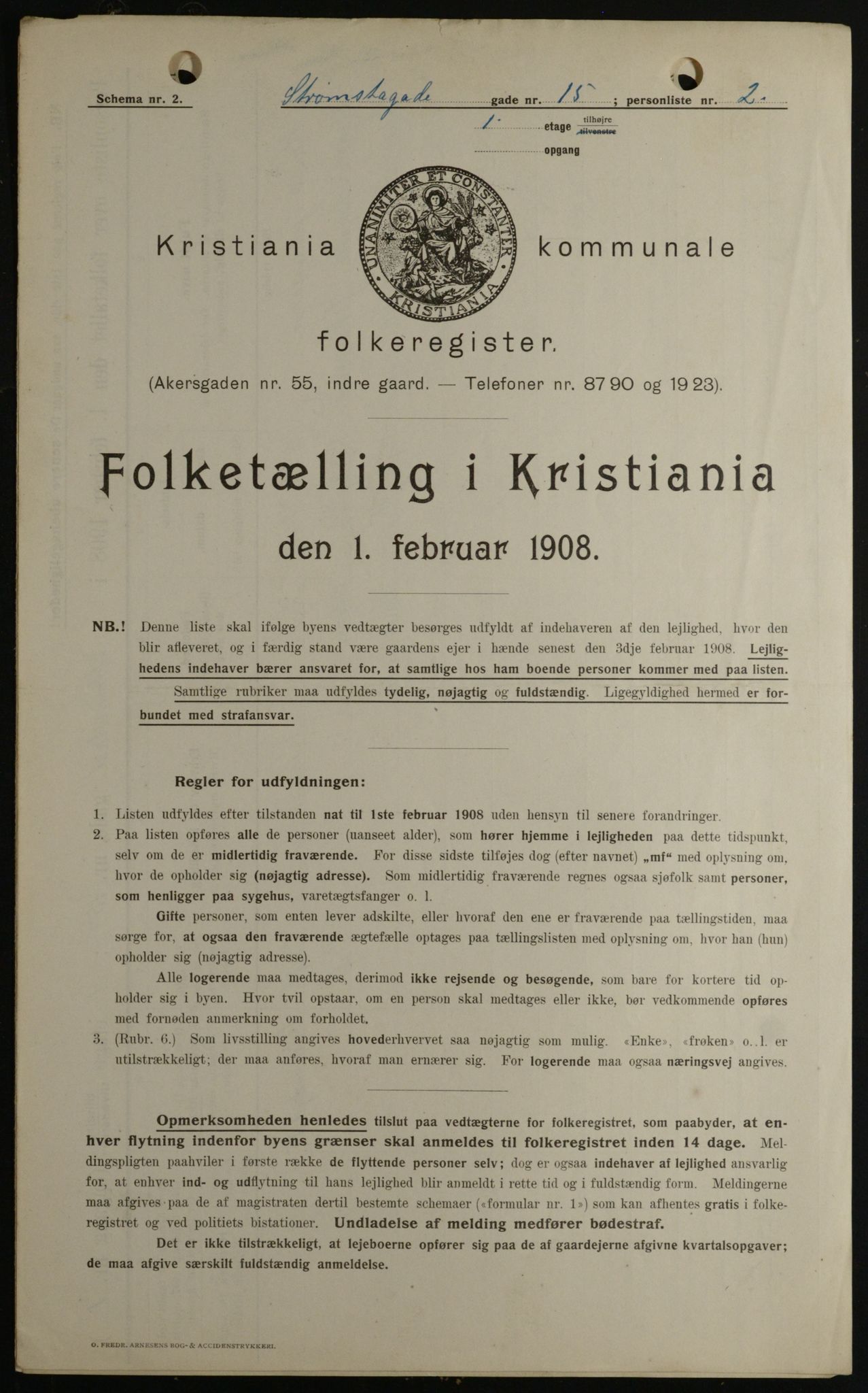 OBA, Kommunal folketelling 1.2.1908 for Kristiania kjøpstad, 1908, s. 93469