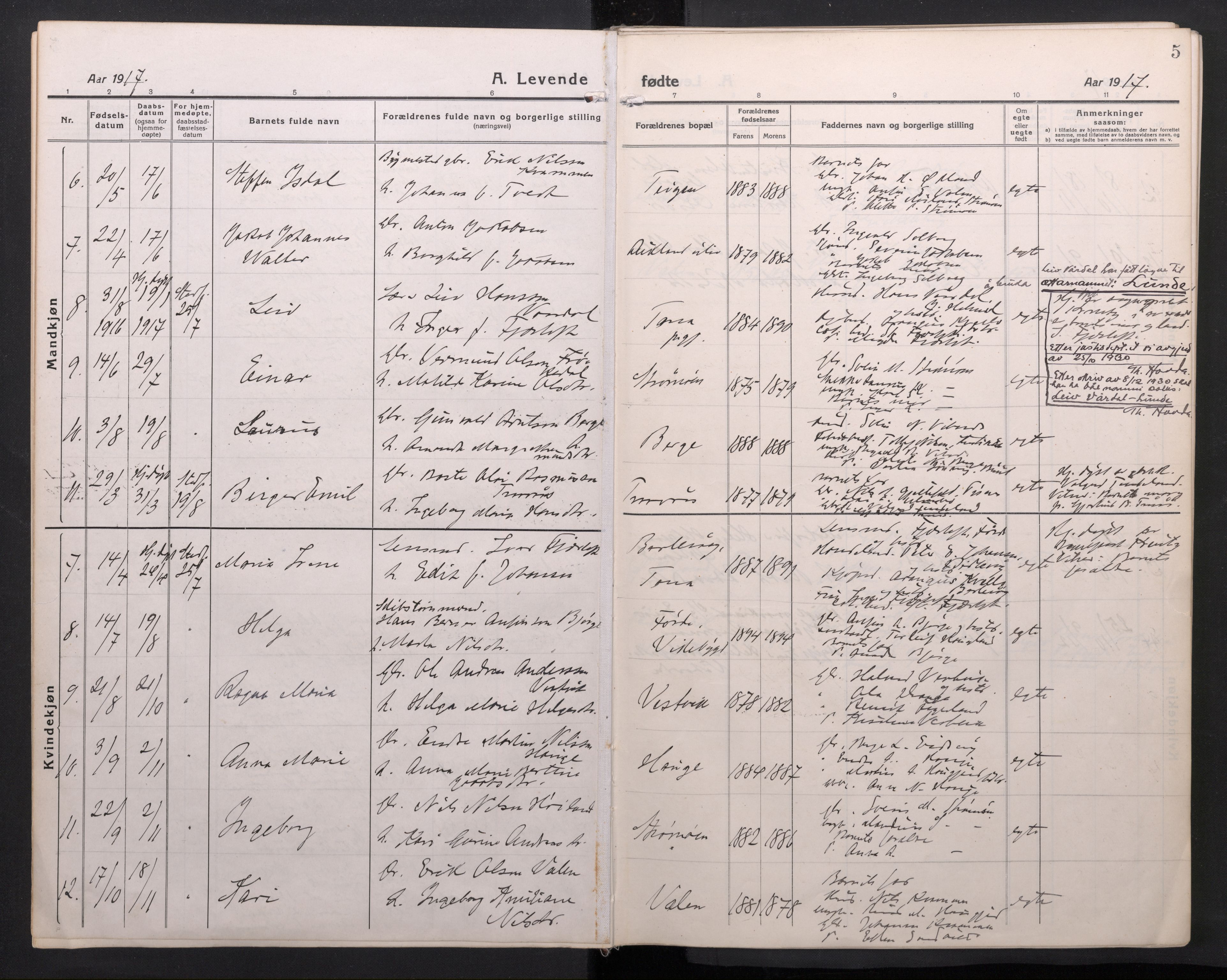 Sveio Sokneprestembete, AV/SAB-A-78501/H/Haa: Ministerialbok nr. C 4, 1917-1948, s. 5