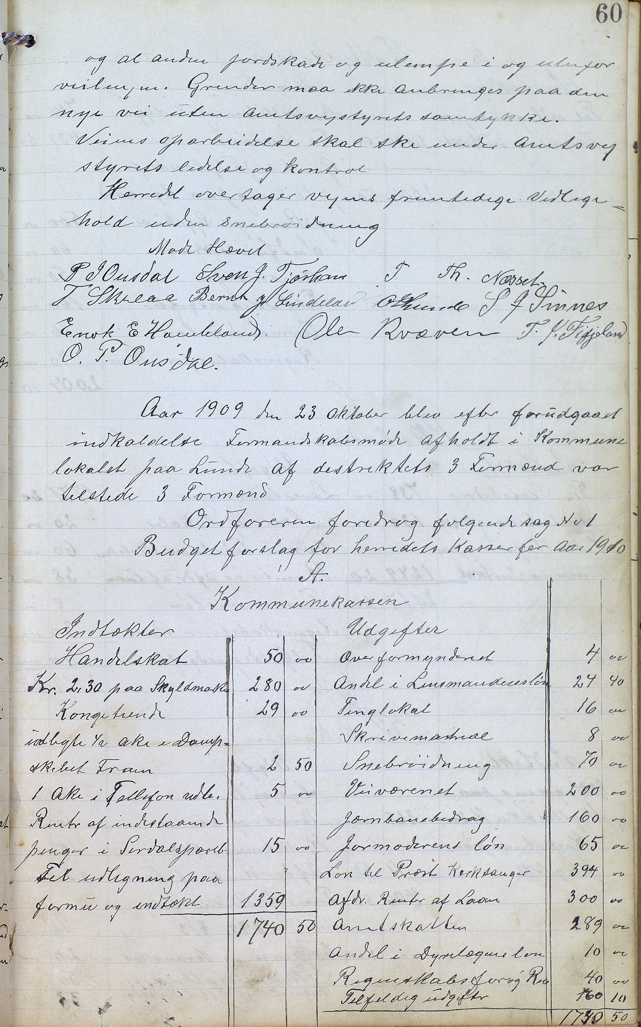 Øvre Sirdal kommune - Formannskapet/Kommunestyret, ARKSOR/1046ØS120/A/L0001: Møtebok (d), 1905-1917, s. 60