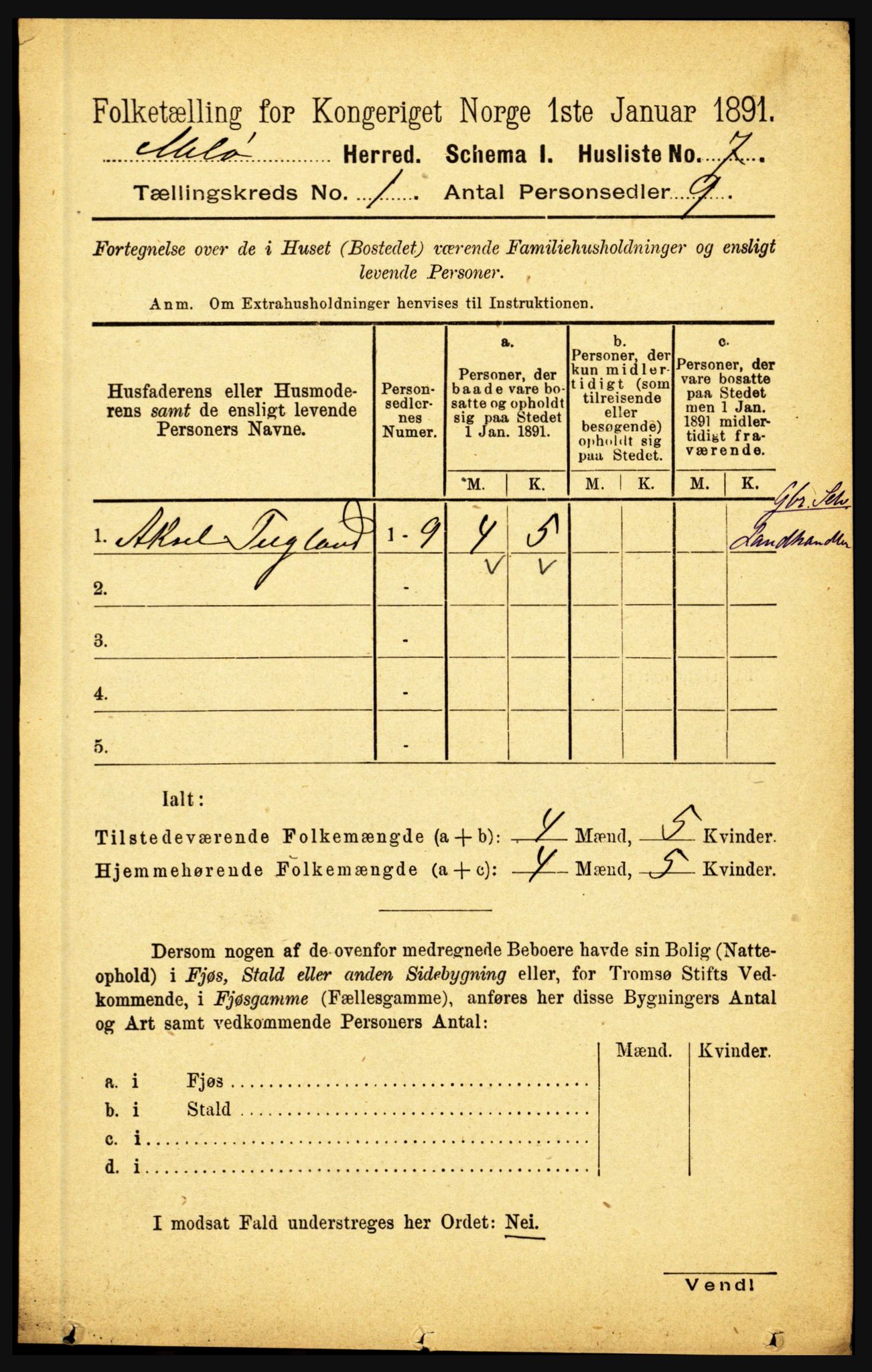 RA, Folketelling 1891 for 1837 Meløy herred, 1891, s. 31