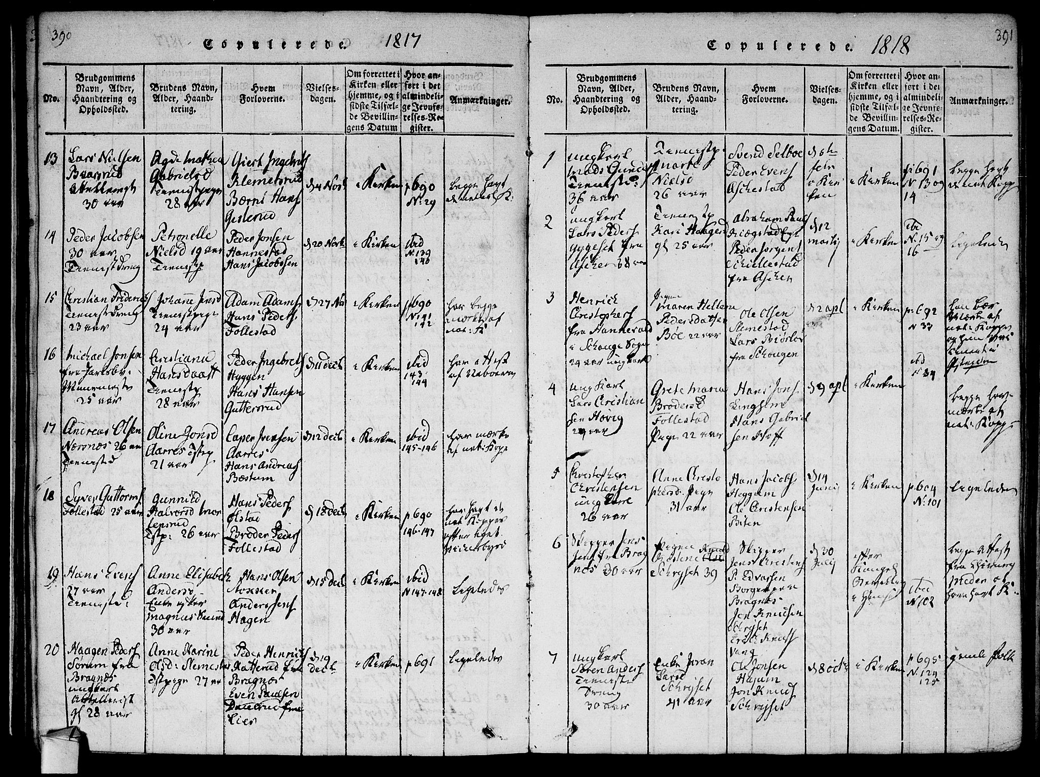 Røyken kirkebøker, AV/SAKO-A-241/F/Fa/L0004: Ministerialbok nr. 4, 1814-1832, s. 390-391