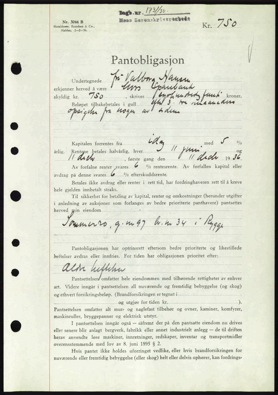 Moss sorenskriveri, SAO/A-10168: Pantebok nr. B2, 1936-1937, Dagboknr: 1731/1936