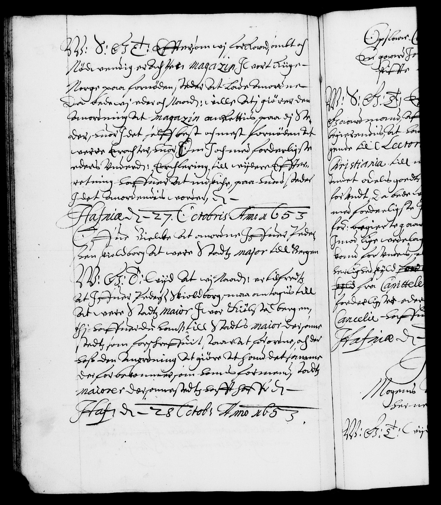 Danske Kanselli 1572-1799, AV/RA-EA-3023/F/Fc/Fca/Fcab/L0009: Norske tegnelser (mikrofilm), 1653-1656, s. 153b