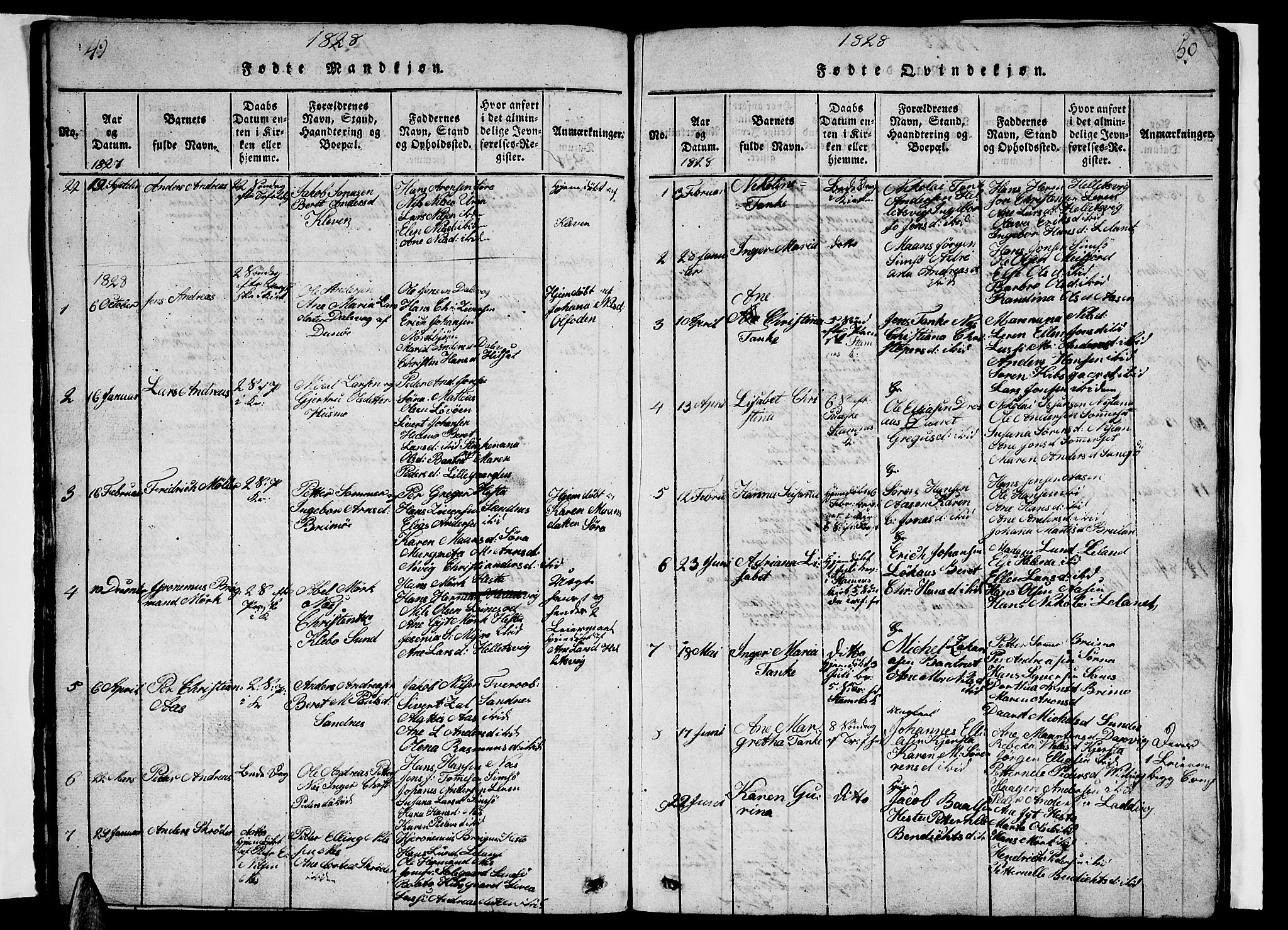 Ministerialprotokoller, klokkerbøker og fødselsregistre - Nordland, AV/SAT-A-1459/831/L0474: Klokkerbok nr. 831C01, 1820-1850, s. 49-50