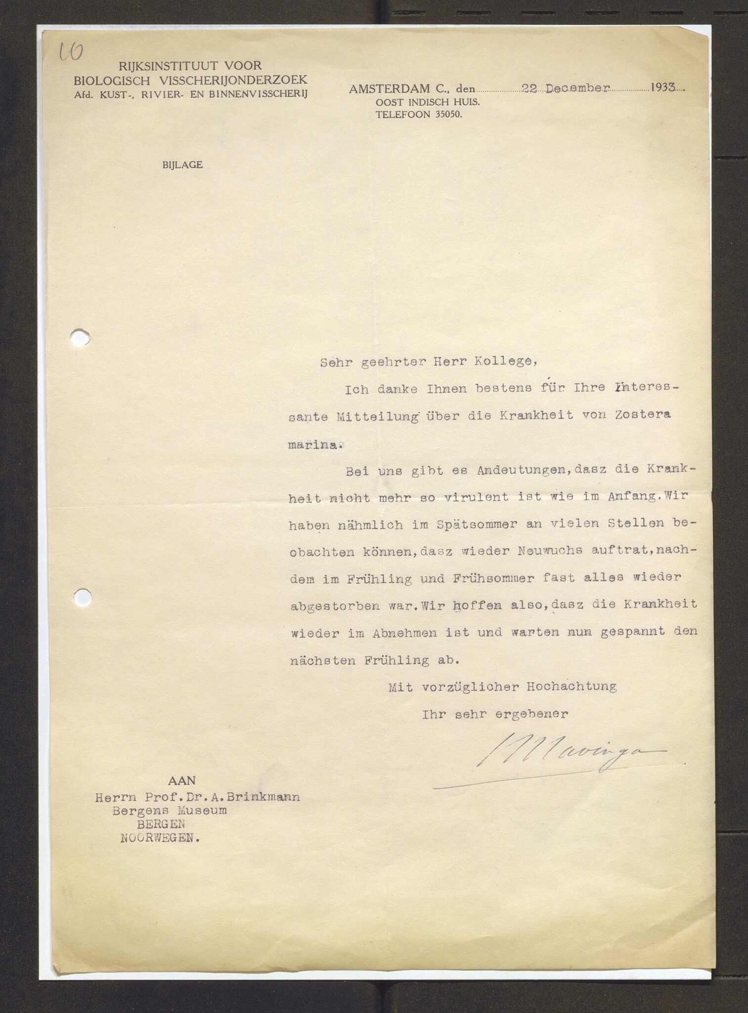 Bergens Museum, AV/SAB-A-17301/13/D/L0002: Korrespondanse , 1928-1940, s. 516
