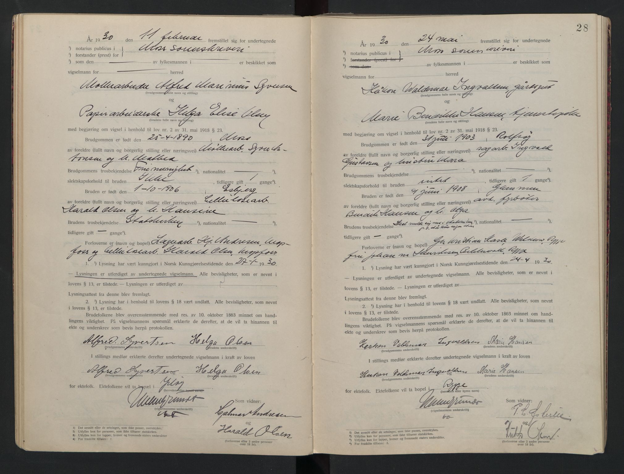Moss sorenskriveri, AV/SAO-A-10168, 1921-1937, s. 28