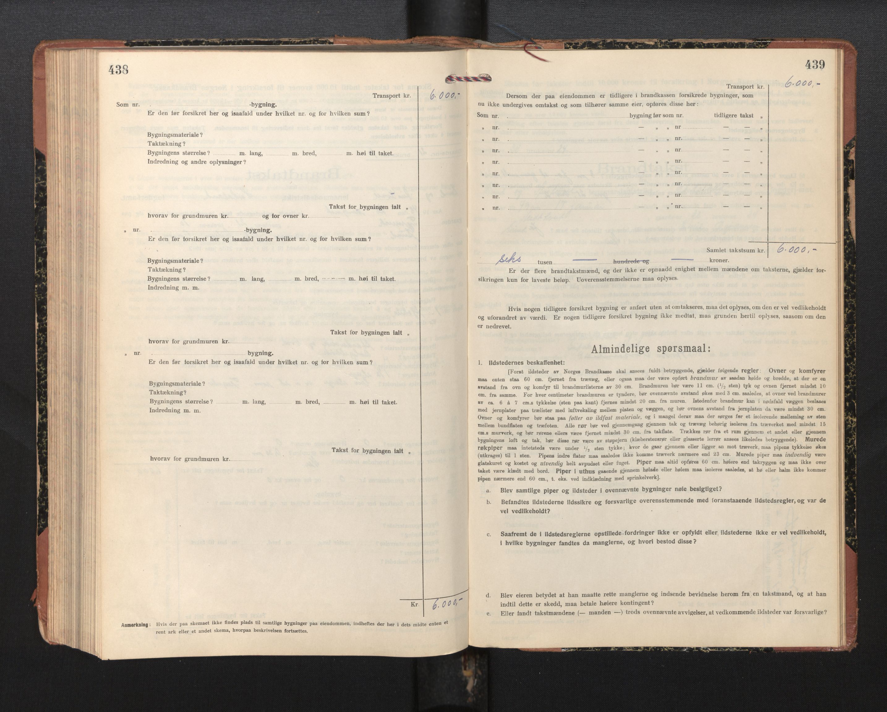 Lensmannen i Sund og Austevoll, SAB/A-35201/0012/L0004: Branntakstprotokoll, skjematakst, 1917-1949, s. 438-439