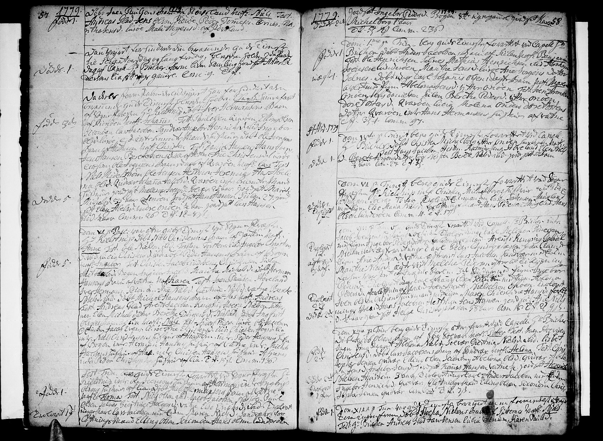 Ministerialprotokoller, klokkerbøker og fødselsregistre - Nordland, AV/SAT-A-1459/839/L0563: Ministerialbok nr. 839A01 /1, 1767-1824, s. 57-58