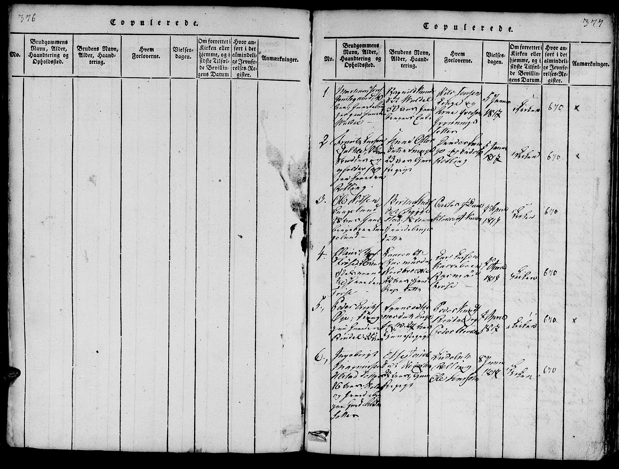 Ministerialprotokoller, klokkerbøker og fødselsregistre - Møre og Romsdal, AV/SAT-A-1454/519/L0260: Klokkerbok nr. 519C01, 1817-1829, s. 376-377