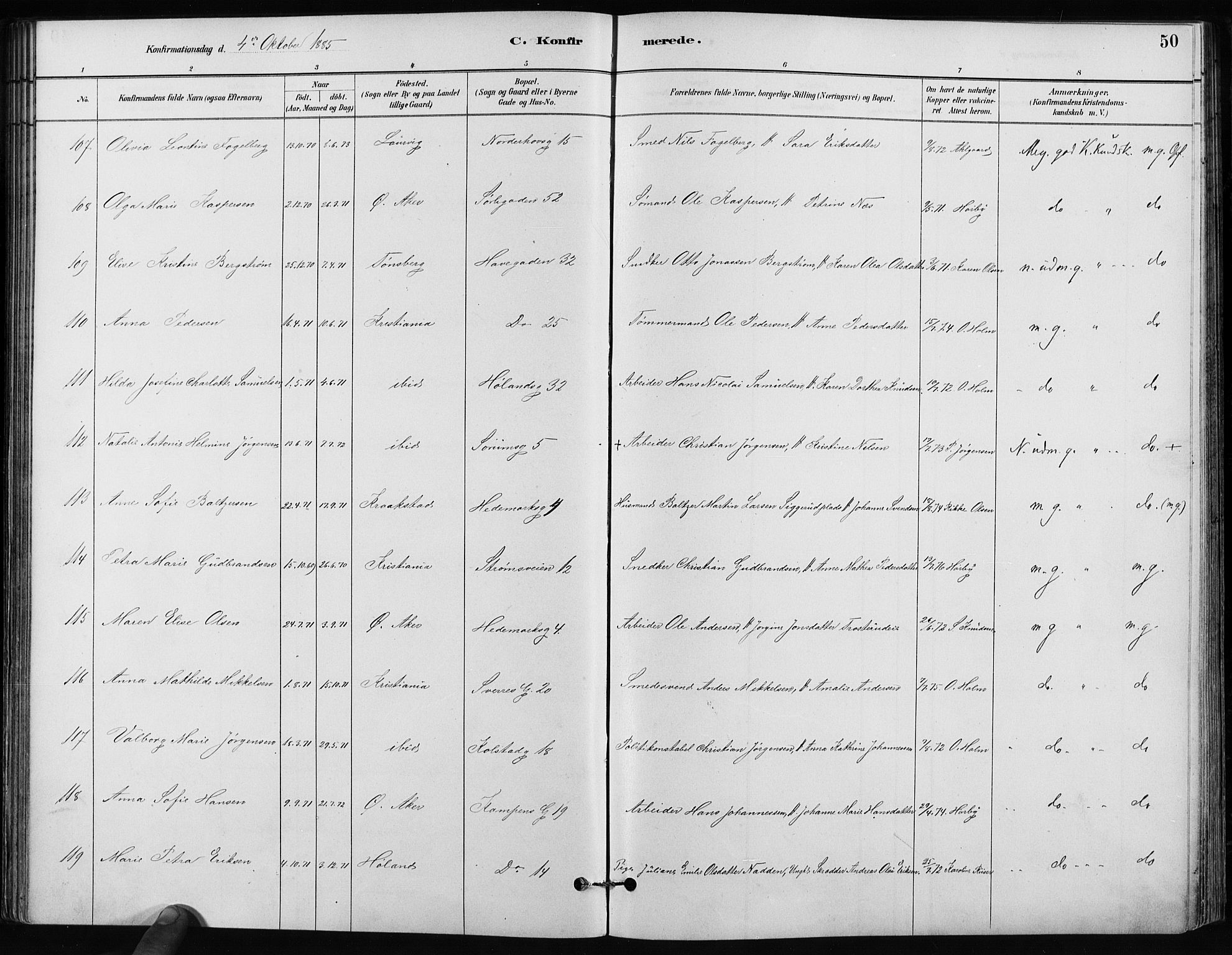 Kampen prestekontor Kirkebøker, AV/SAO-A-10853/F/Fa/L0002: Ministerialbok nr. I 2, 1880-1888, s. 50