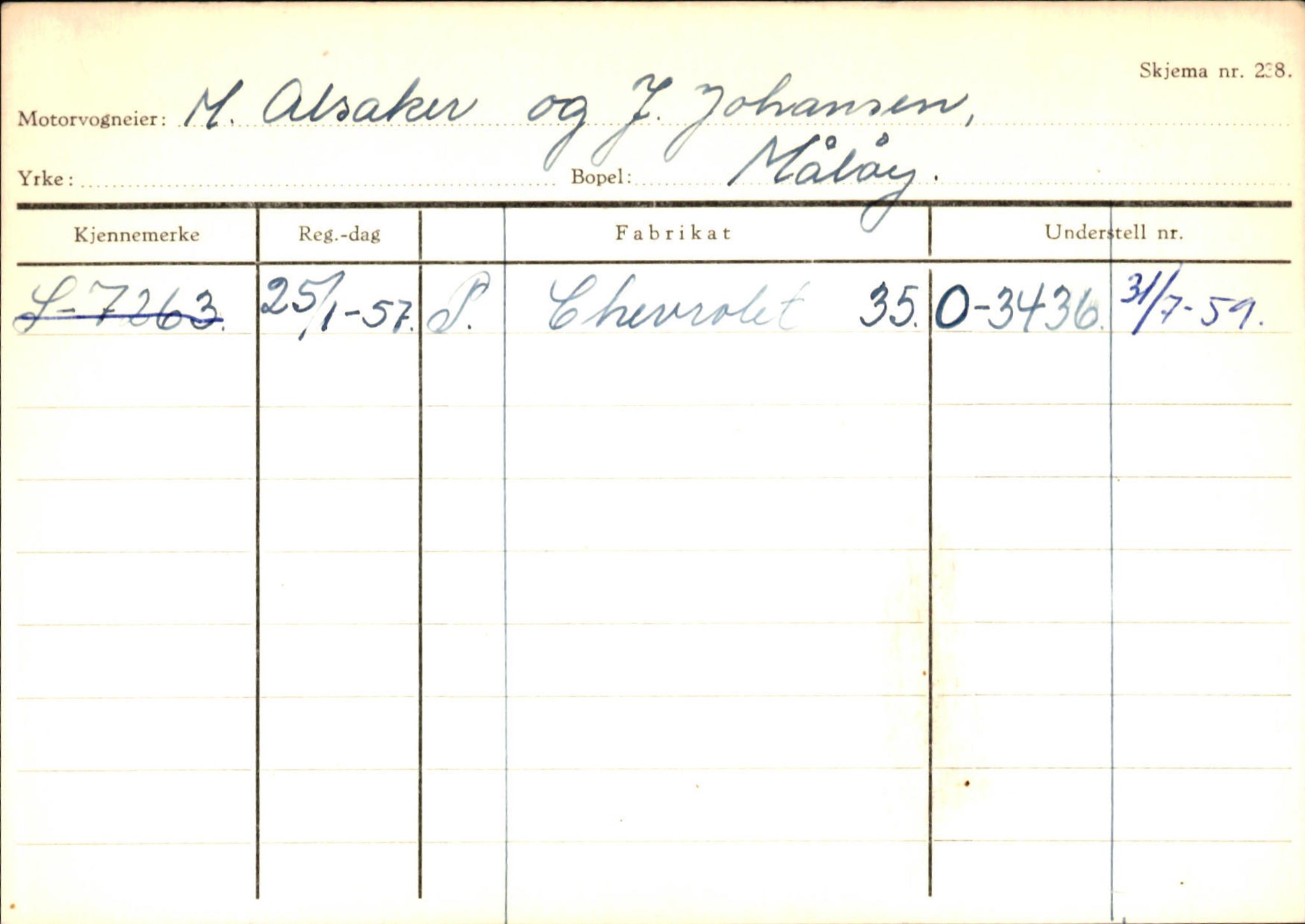 Statens vegvesen, Sogn og Fjordane vegkontor, AV/SAB-A-5301/4/F/L0144: Registerkort Vågsøy A-R, 1945-1975, s. 29