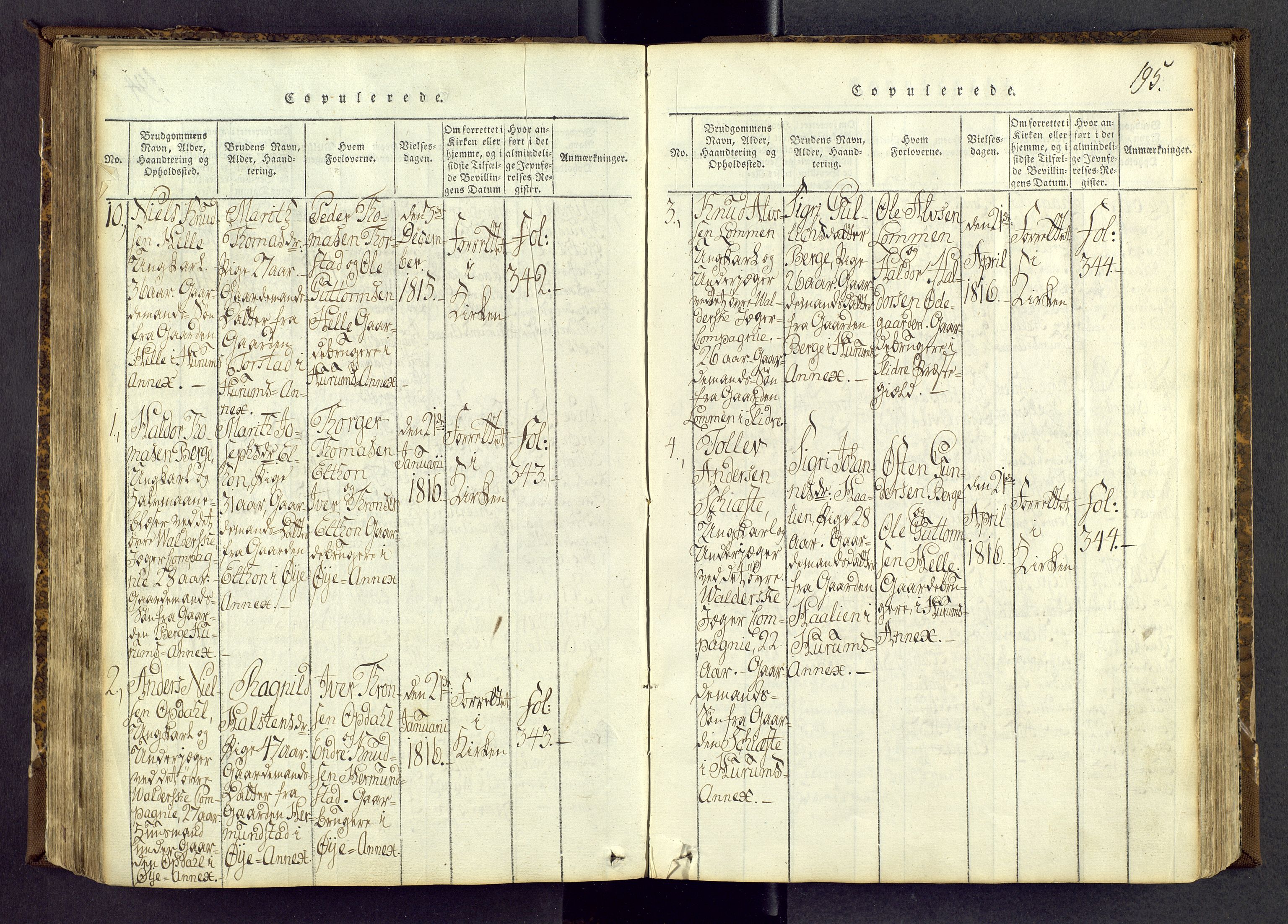Vang prestekontor, Valdres, AV/SAH-PREST-140/H/Ha/L0004: Ministerialbok nr. 4, 1814-1831, s. 195