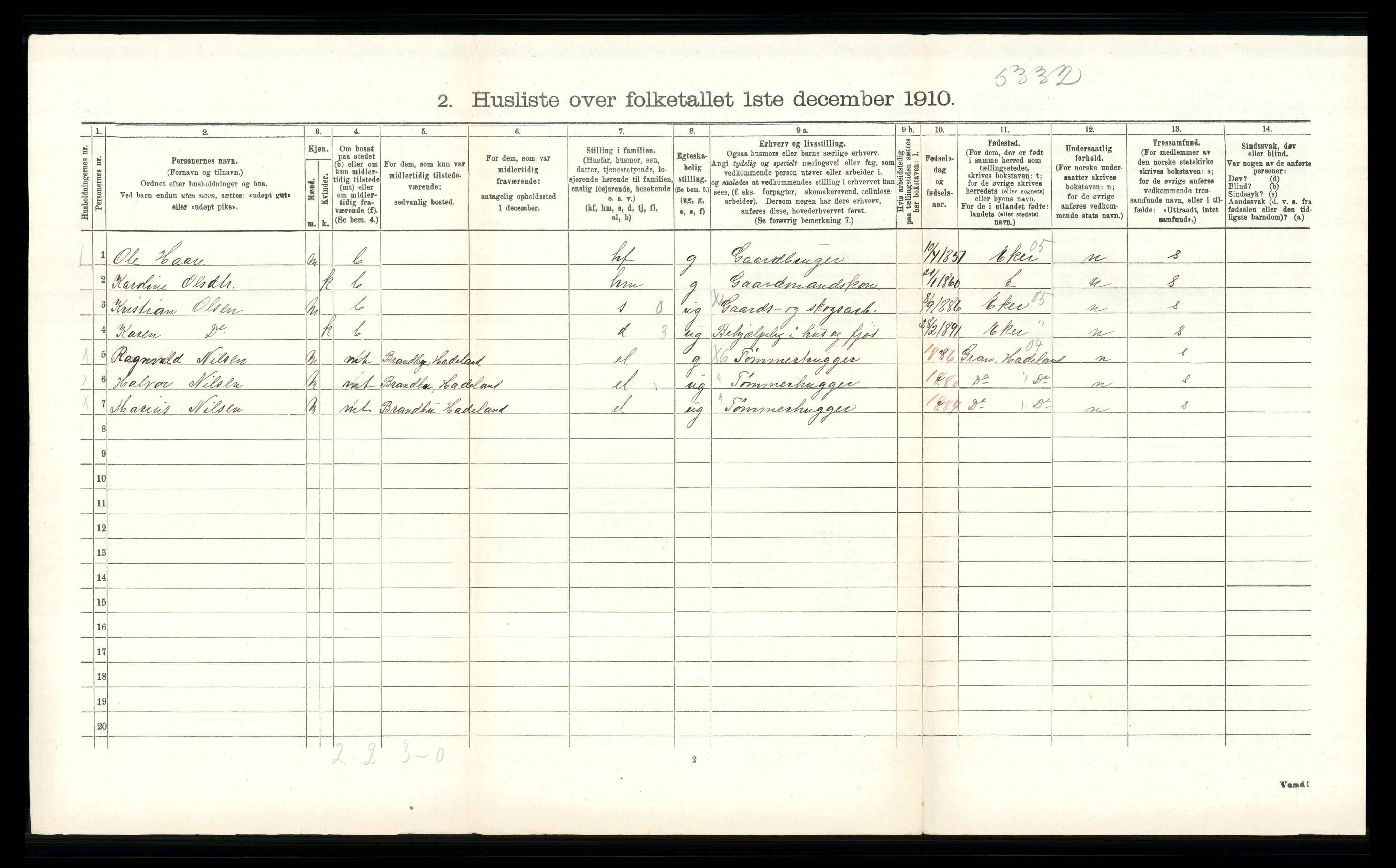 RA, Folketelling 1910 for 0623 Modum herred, 1910, s. 1875