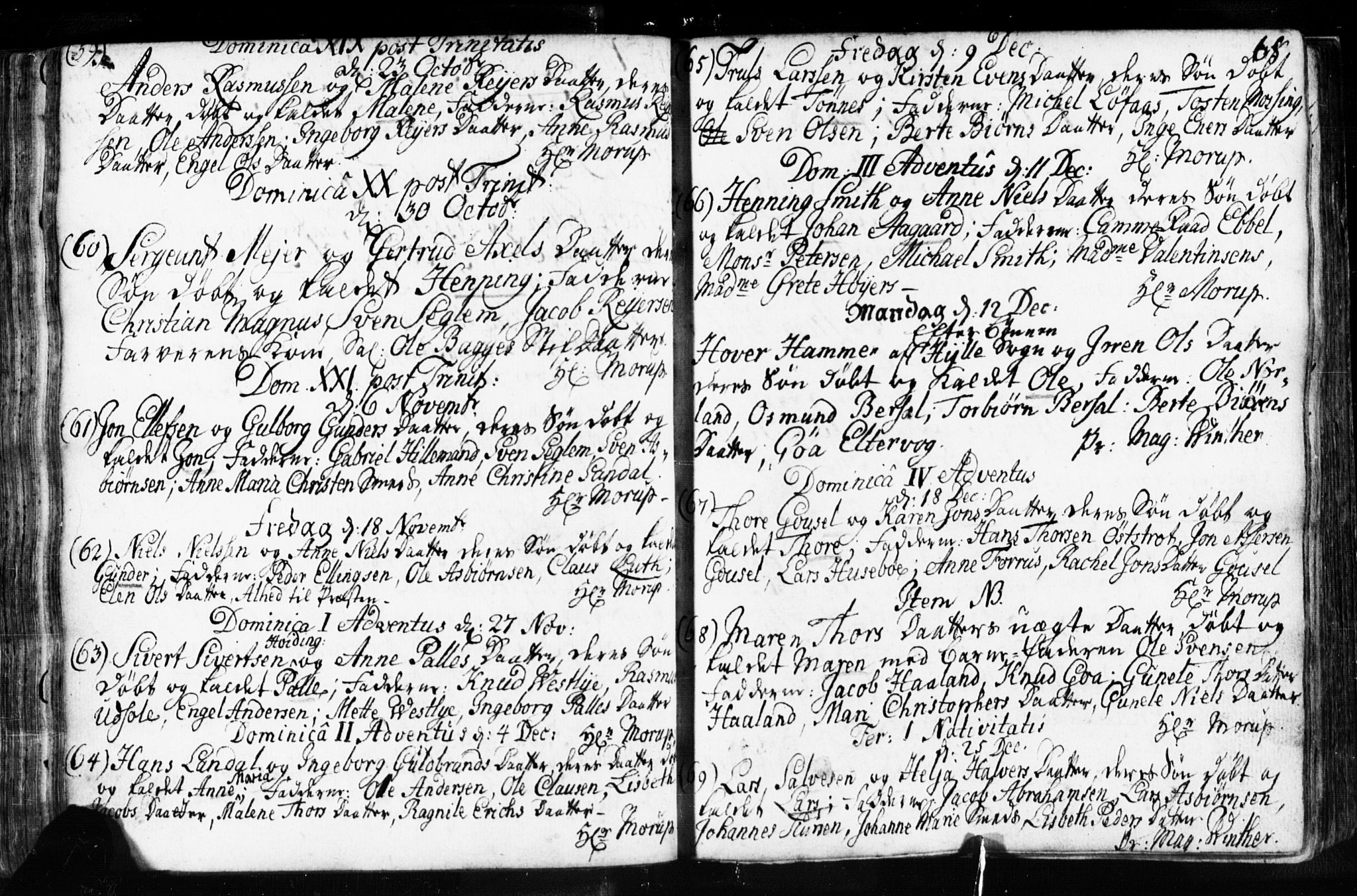 Domkirken sokneprestkontor, AV/SAST-A-101812/001/30/30BB/L0003: Klokkerbok nr. B 3, 1733-1751, s. 68
