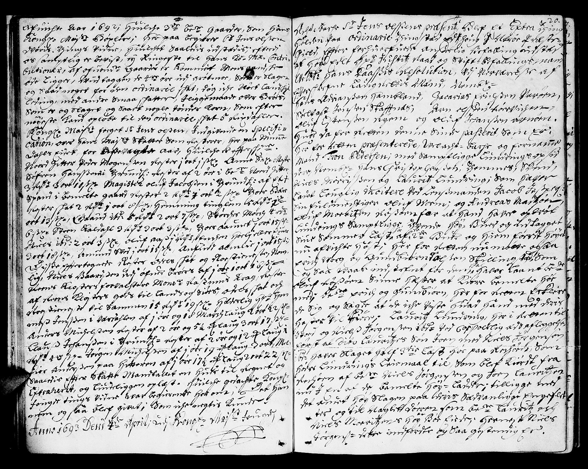 Namdal sorenskriveri, AV/SAT-A-4133/1/1/1A/L0002: Tingbok, 1693-1699, s. 19b-20a